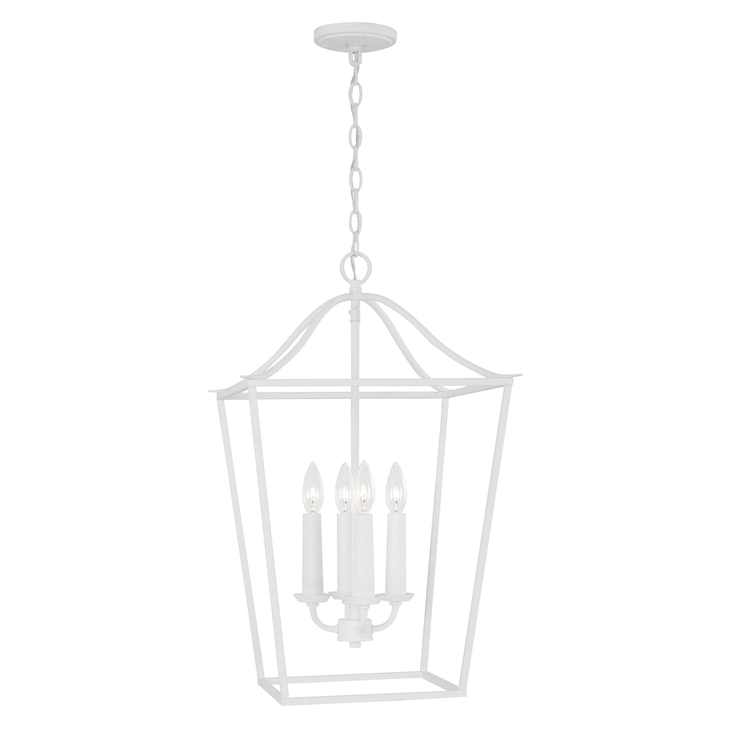 15.75"W x 25.5"H 4-Light Foyer Pendant Lantern in Textured White