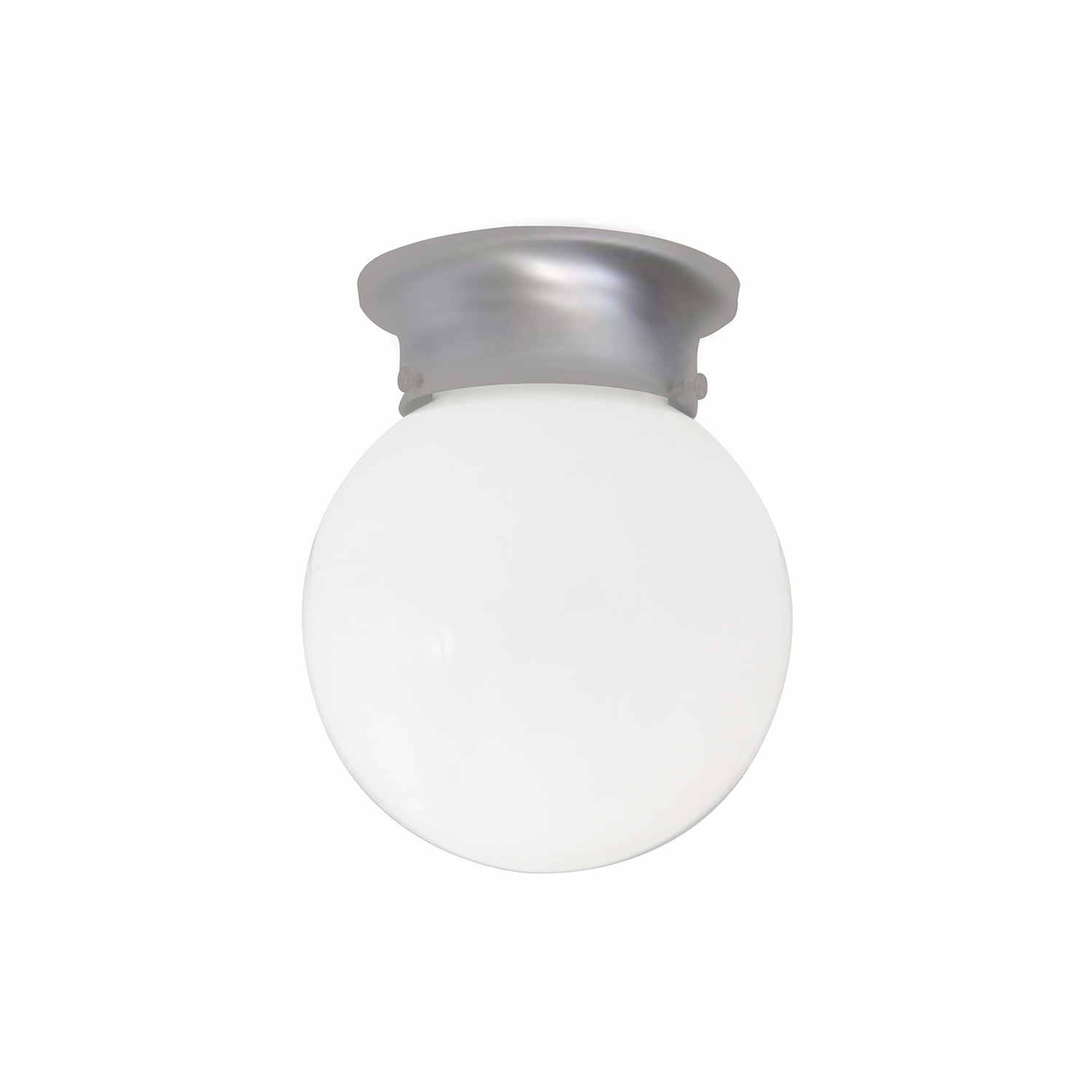 6" W x 7" H 1-Light White Globe Flush Mount in Matte Nickel