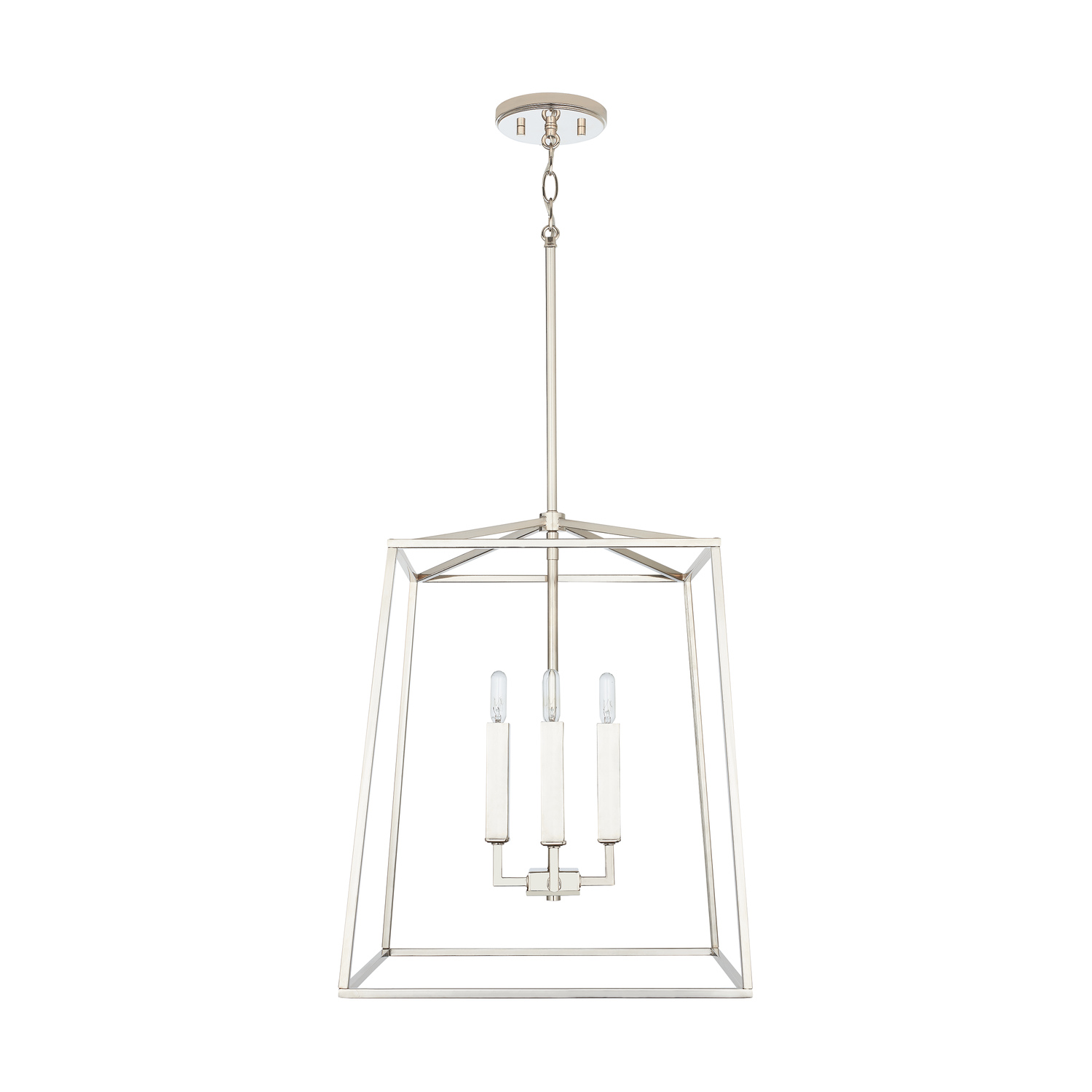 16" W x 20" H 4-Light Lantern Foyer Pendant in Polished Nickel