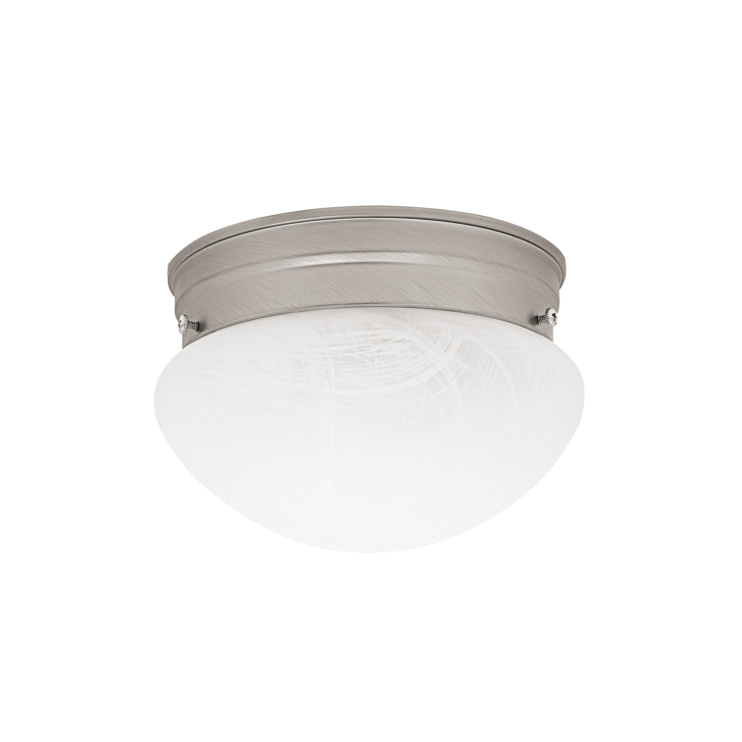 9" W x 6" H 2-Light Flush Mount in Matte Nickel with White Faux Alabaster Glass Shade