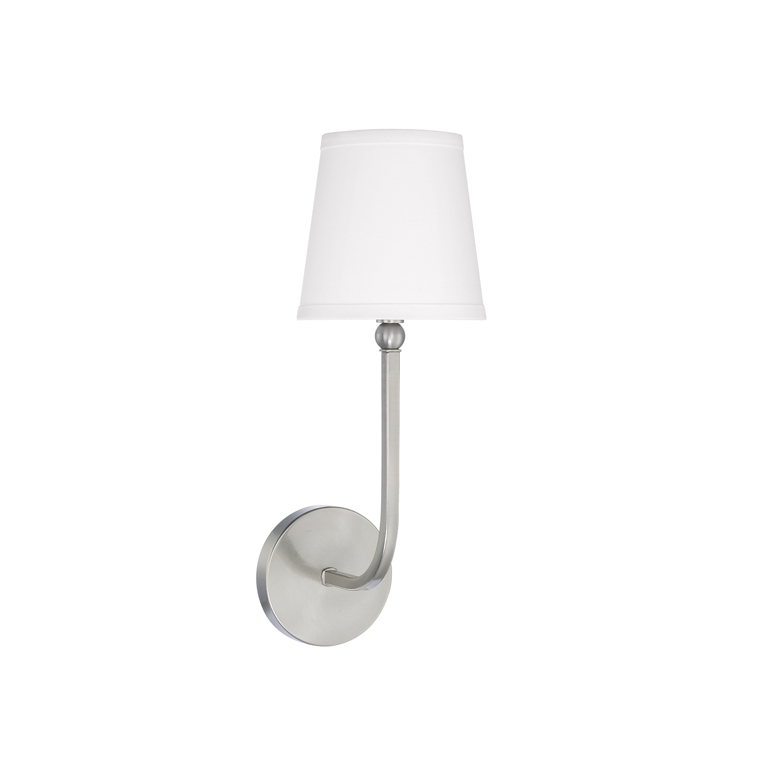 6" W x 17" H x 8" E 1-Light Sconce in Brushed Nickel with White Fabric Shade