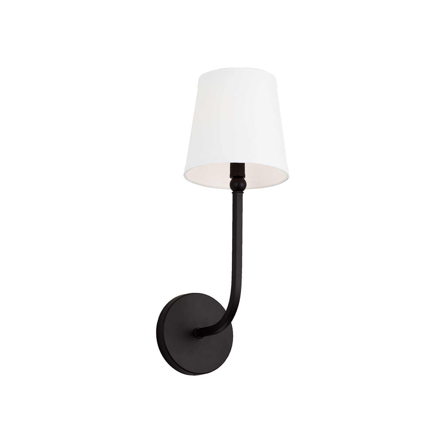 6" W x 17" H x 8" E 1-Light Sconce in Matte Black with White Fabric Shade