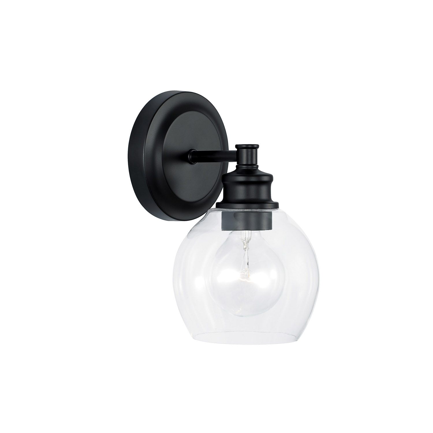 6" W x 10" H x 7" E 1-Light Clear Glass Sconce in Matte Black