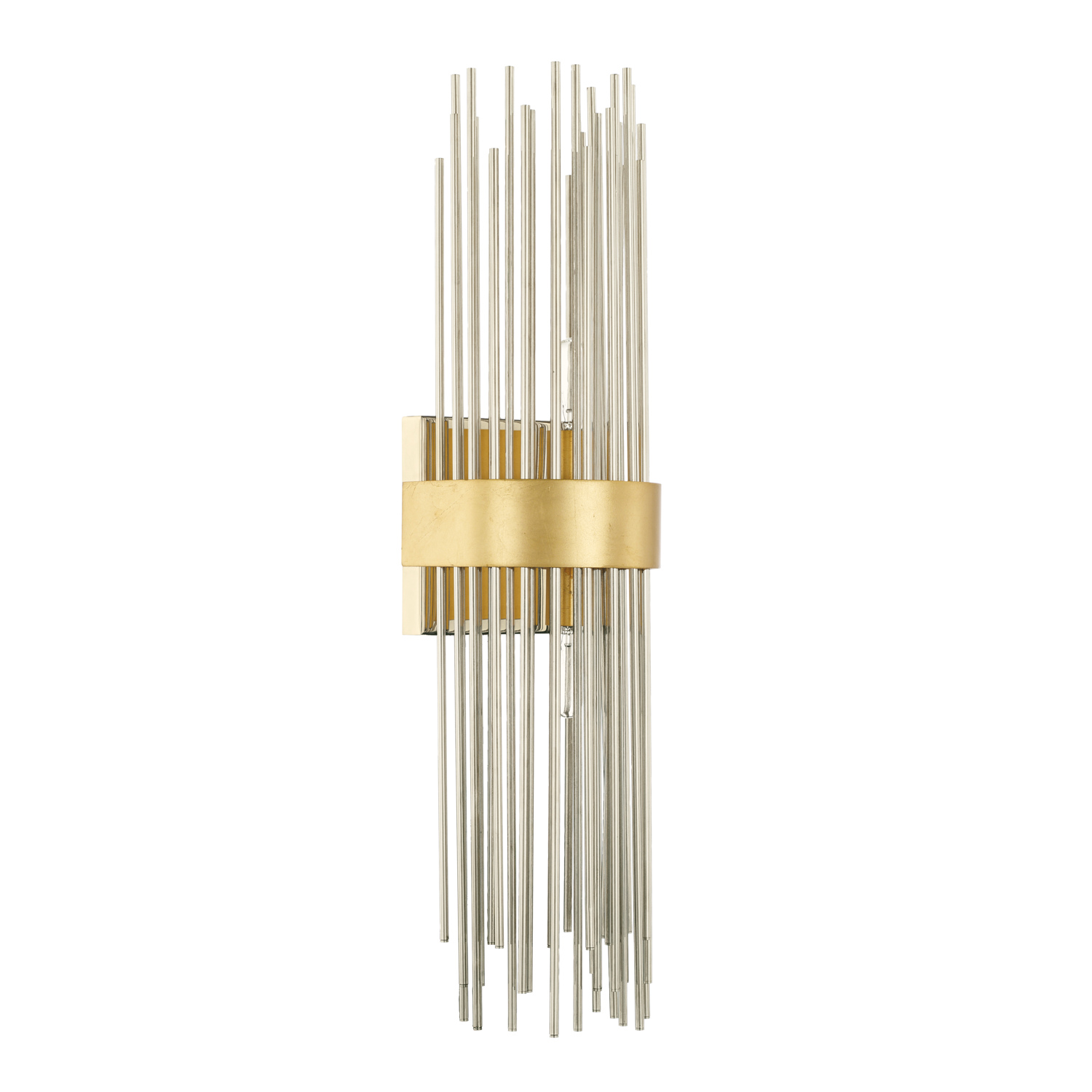 5" W x 22" H x 5" E 2-Light Modern Sconce in Gold Leaf and Polished Nickel