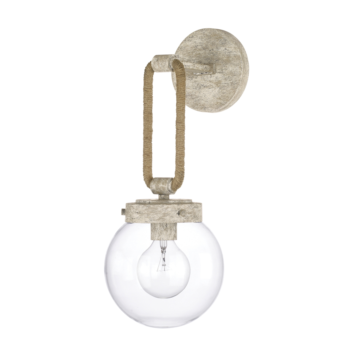 7" W x 18" H x 8.5" E 1-Light Clear Globe Sconce with Natural Jute in Mystic Sand