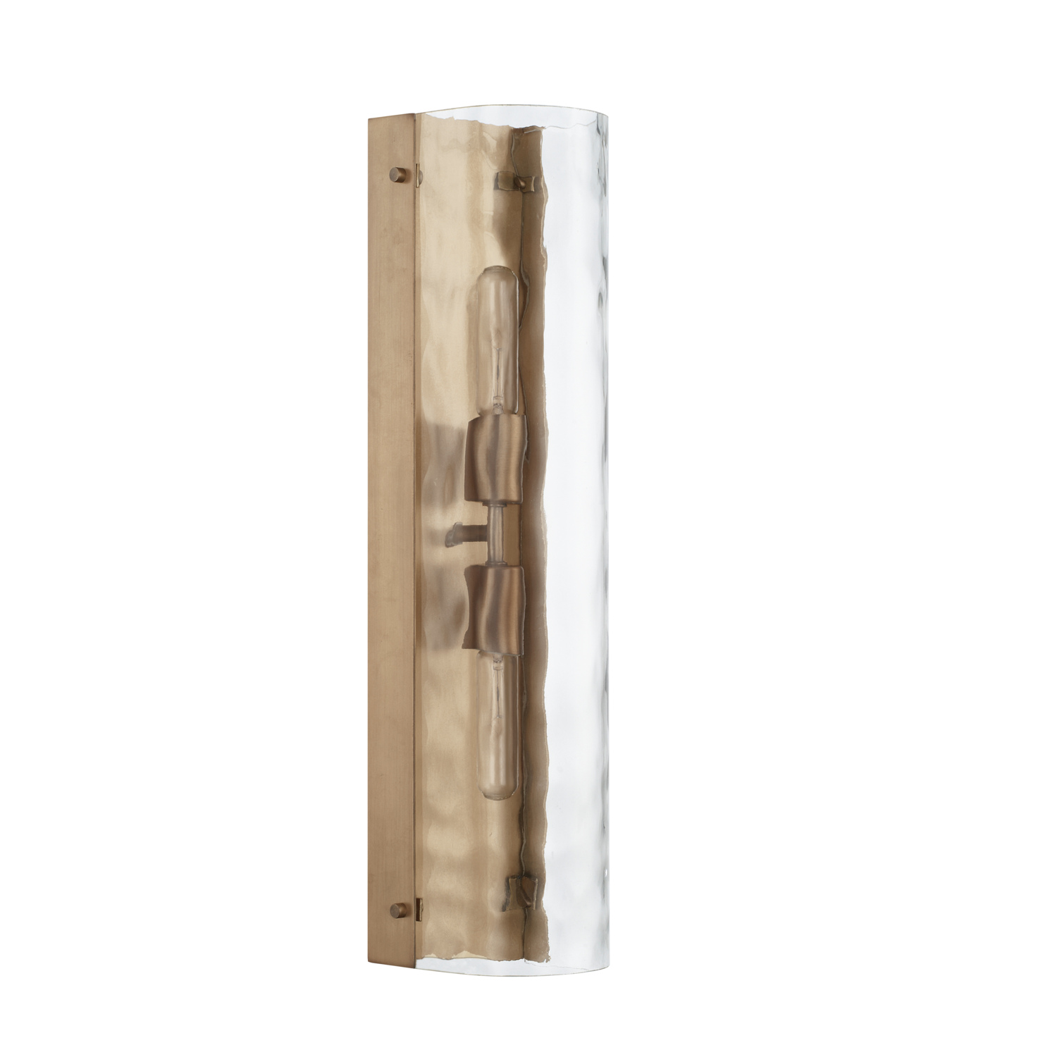5.5" W x 22" H 2-Light Clear Water Glass Flush Mount Sconce in Aged Brass