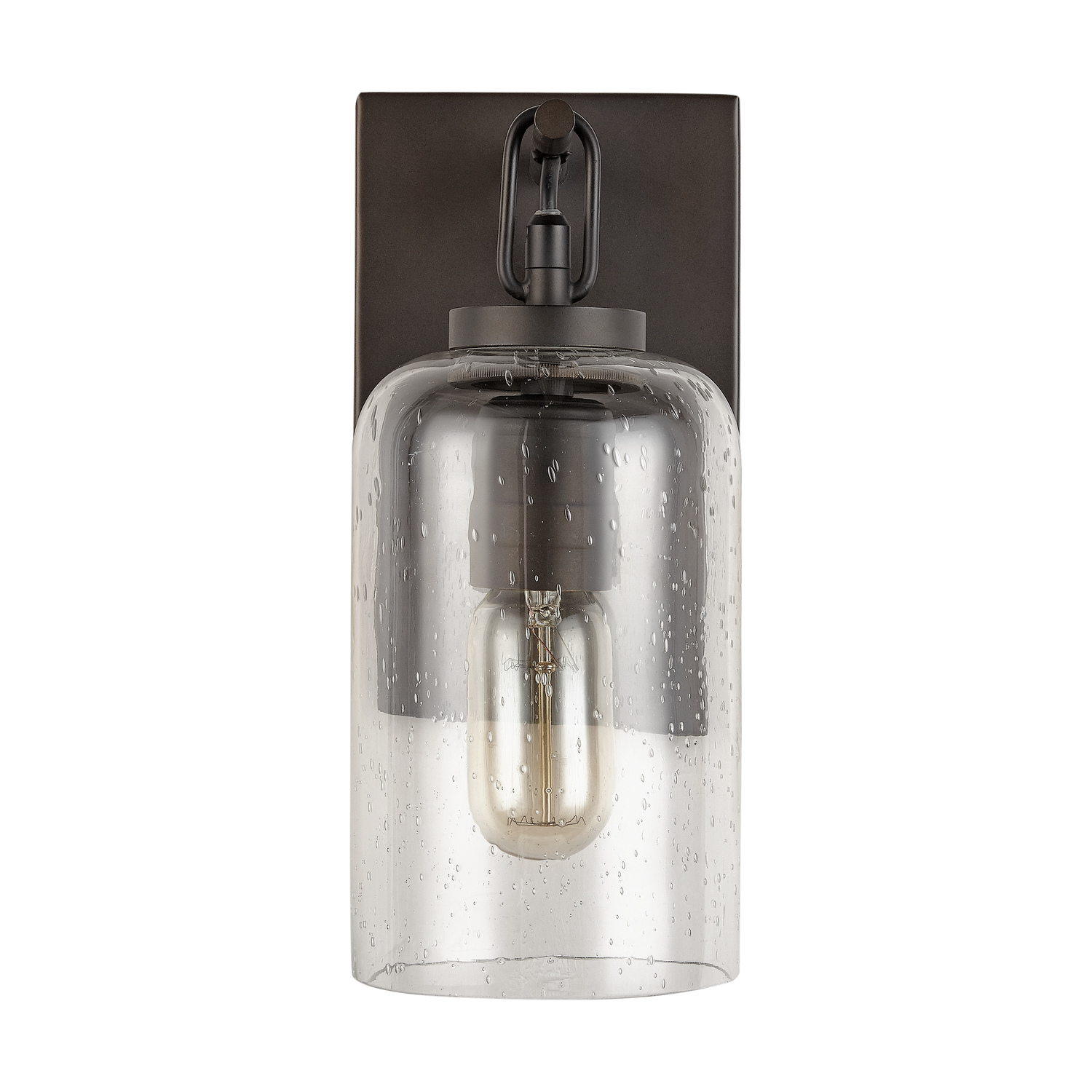 5" W x 11" H x 6" E 1-Light Clear Seeded Glass Sconce in Old Bronze
