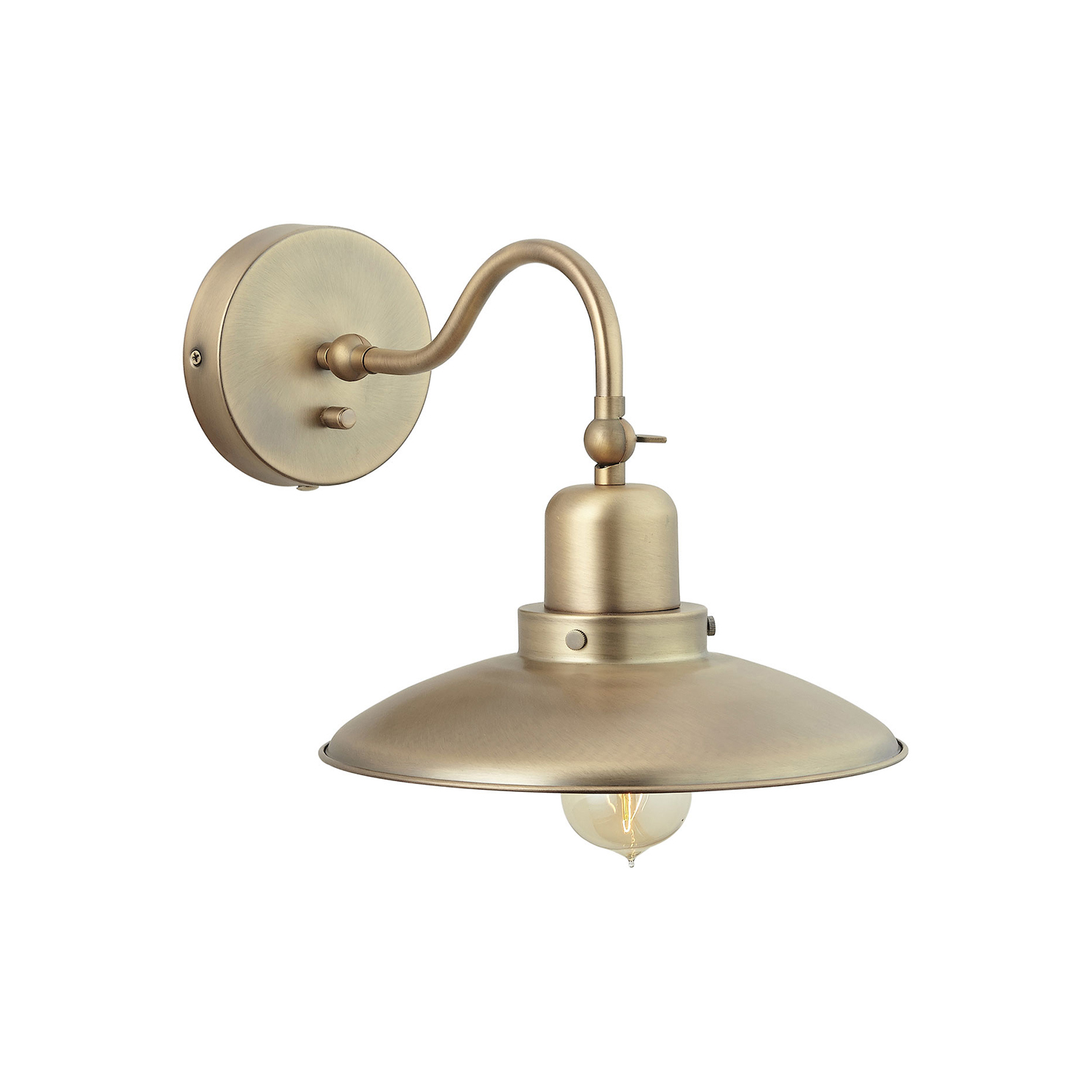 10" W x 18" H x 15" E 1-Light Adjustable Sconce in Aged Brass with Dimmer Switch and Plug-In Option with Cord Cover