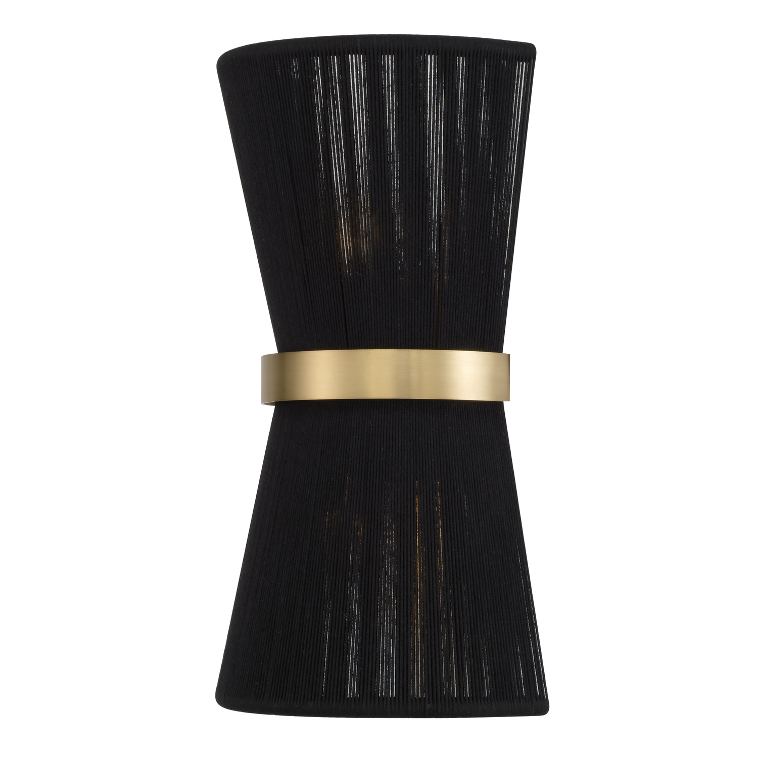 8.75"W x 16"H 2-Light Sconce in Handwrapped Black Rope String and Hand-Distressed Patinaed Brass
