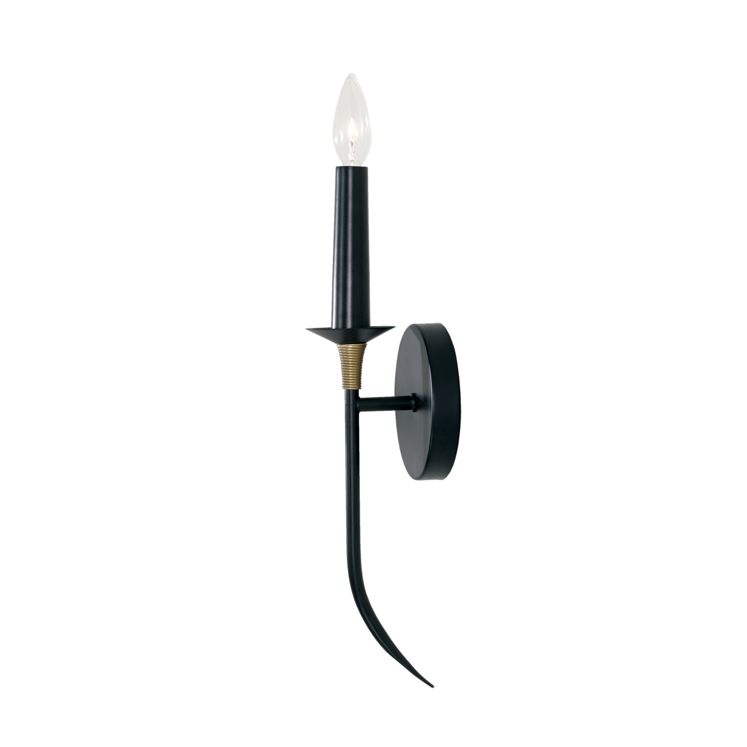 5" W x 17" H 1-Light Sconce in Matte Black with Brass with and Brass Wrapped Detail