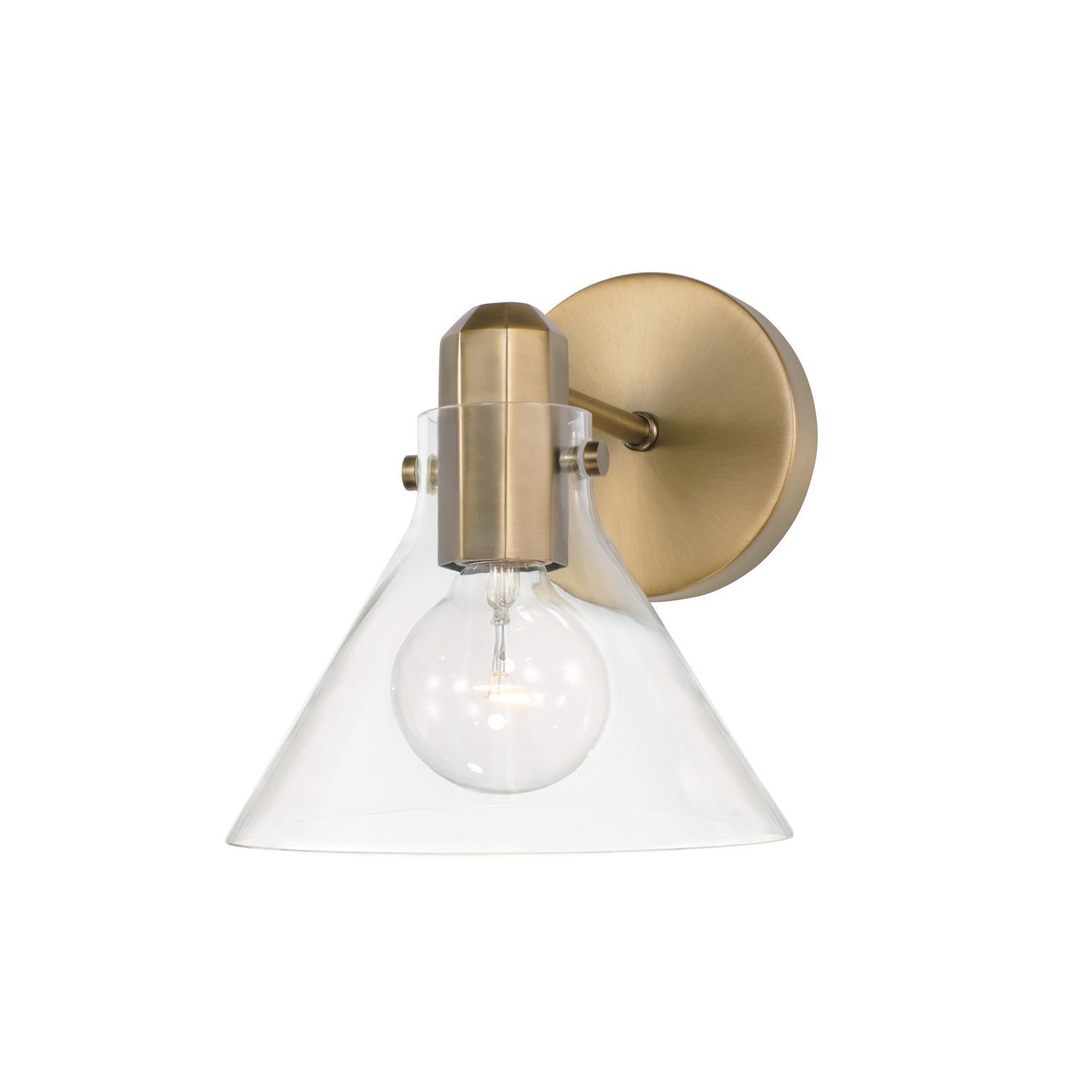 8" W x 9" H 1-Light Sconce in Aged Brass with Clear Glass