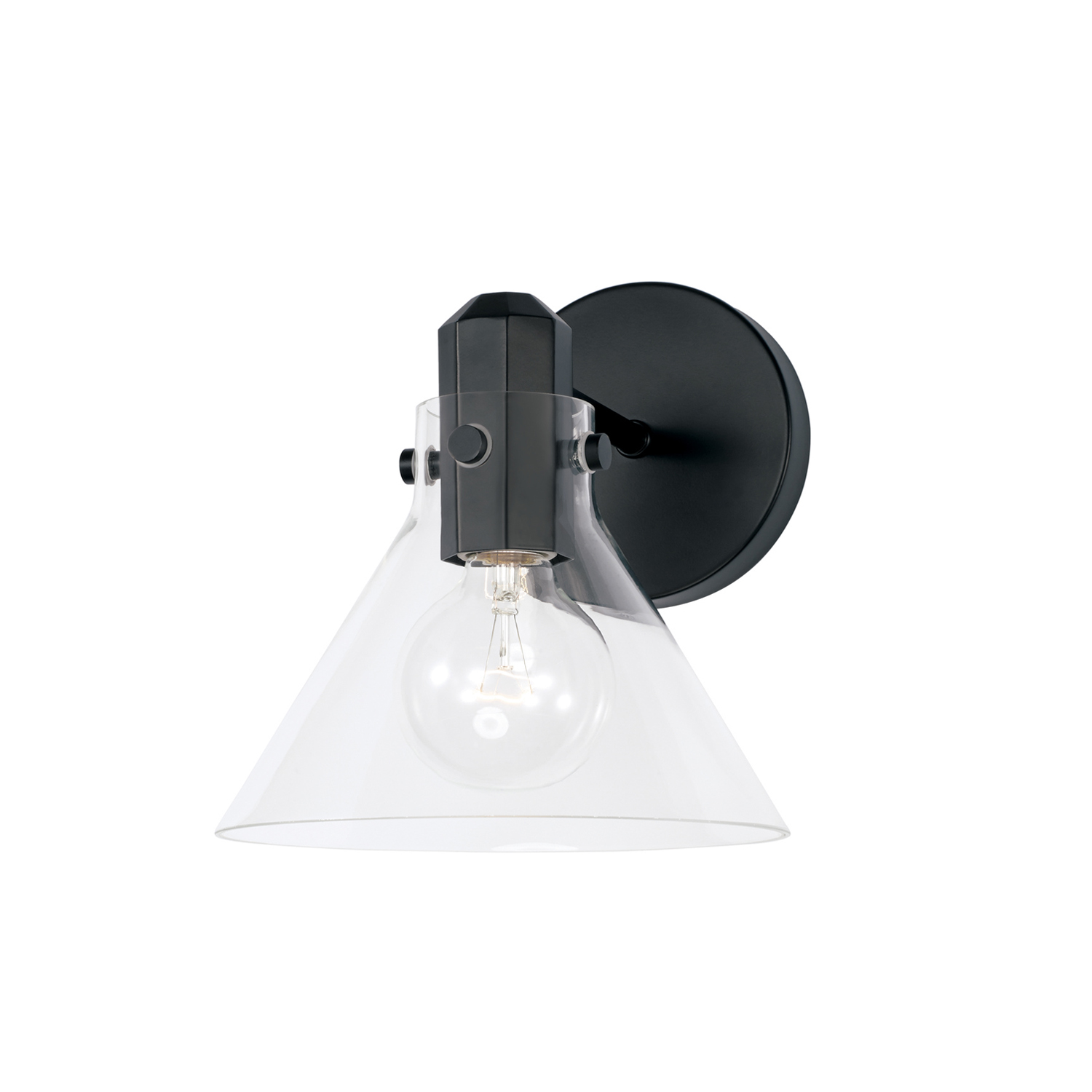 8" W x 9" H 1-Light Sconce in Matte Black with Clear Glass