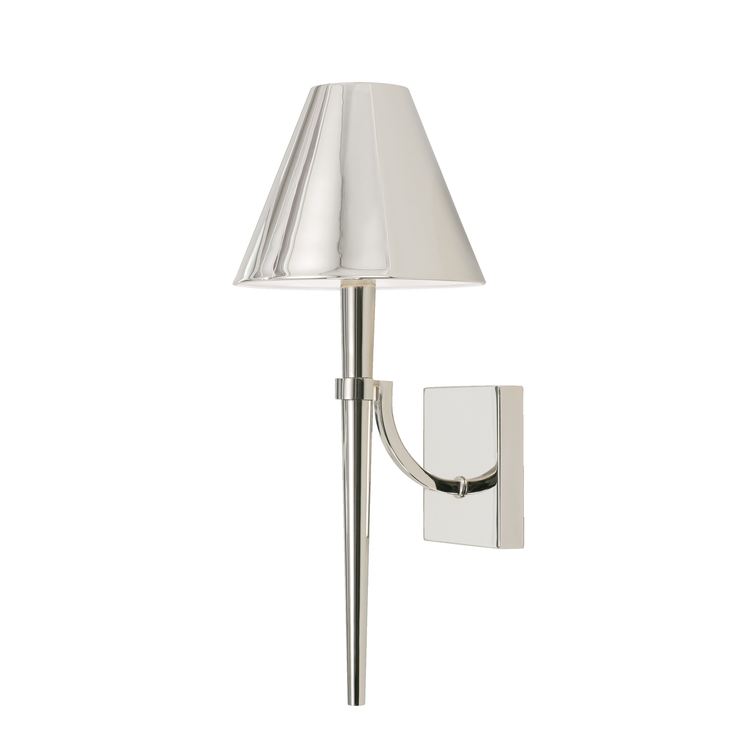 8" W x 19" H 1-Light Sconce in Polished Nickel with Metal Shade with White Interior