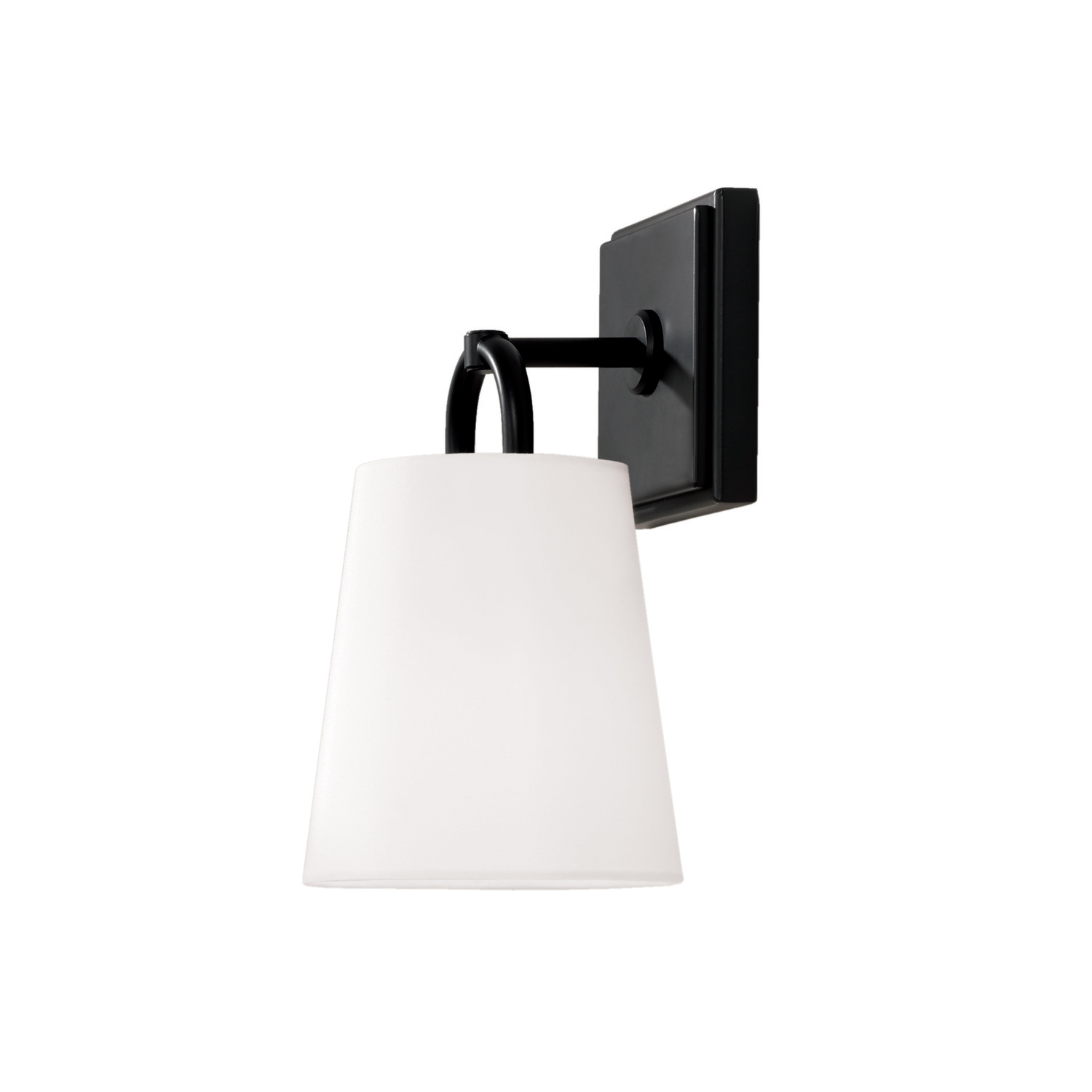 6"W x 11"H 1-Light Sconce in Matte Black with White Fabric Shade