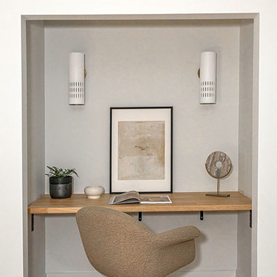 5"W x 16"H 1-Light Sconce in Aged Brass and White Metal Shade with Painted Aged Brass Interior