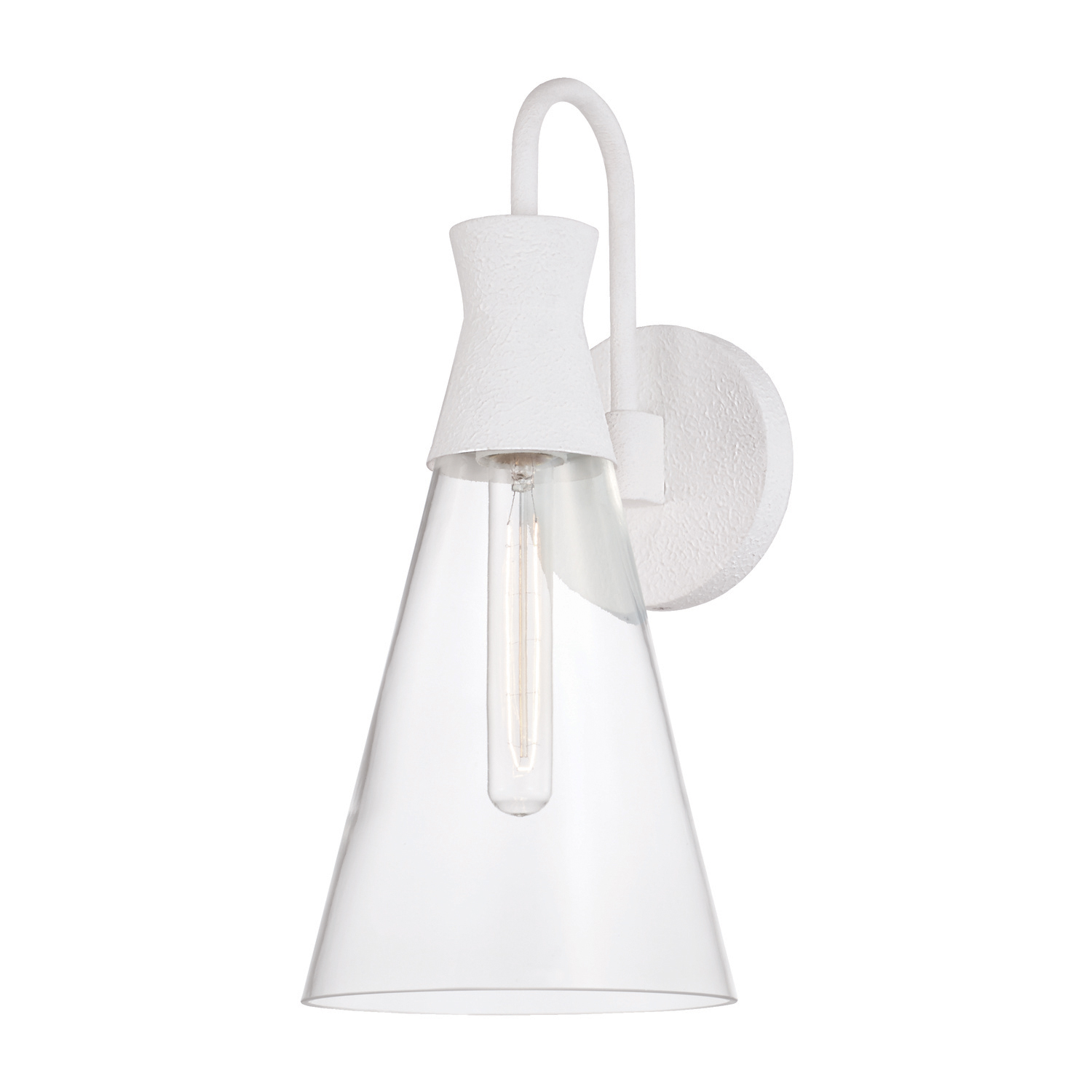7.25"W x 16.25"H 1-Light Sconce in Textured White with Clear Glass