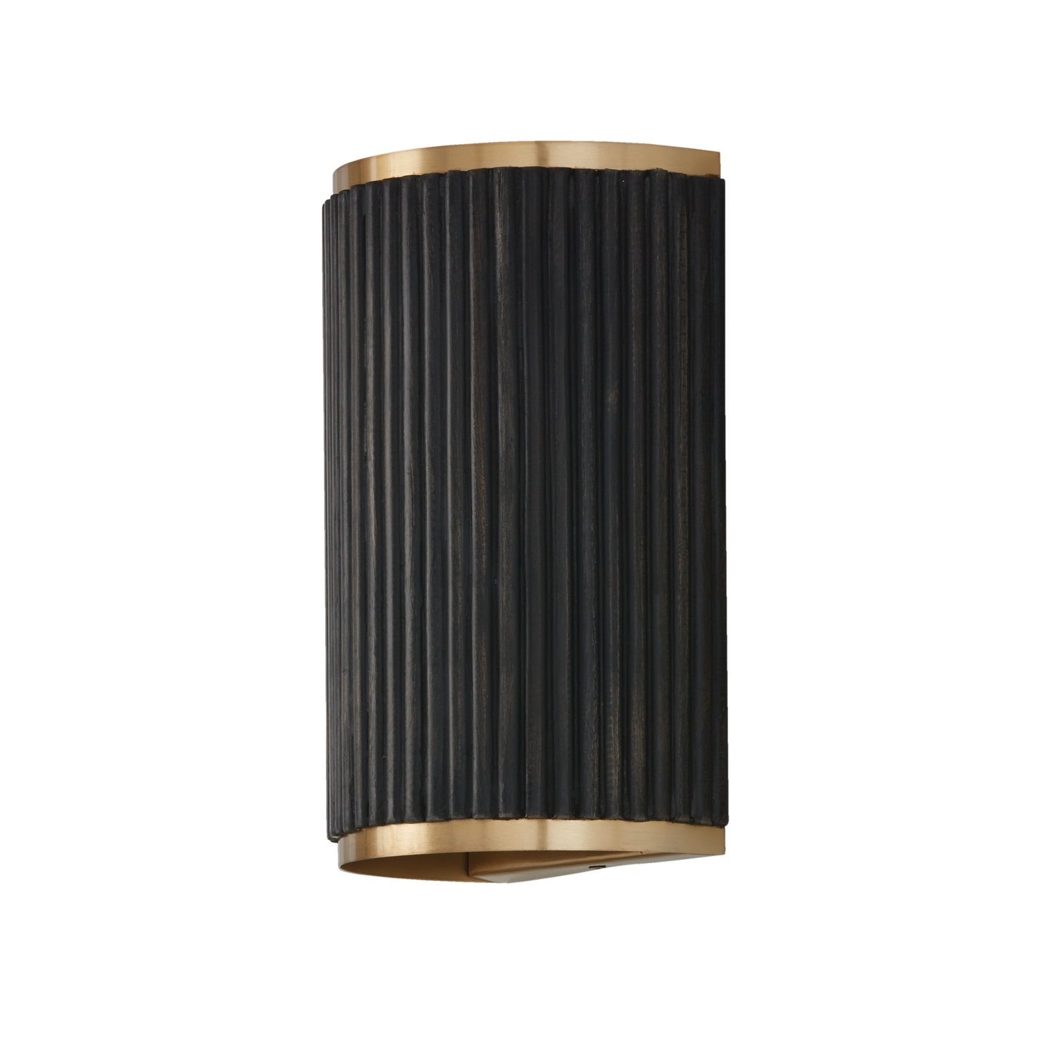7.50"W x 12"H 2-Light Sconce in Matte Brass and Handcrafted Mango Wood in Black Stain