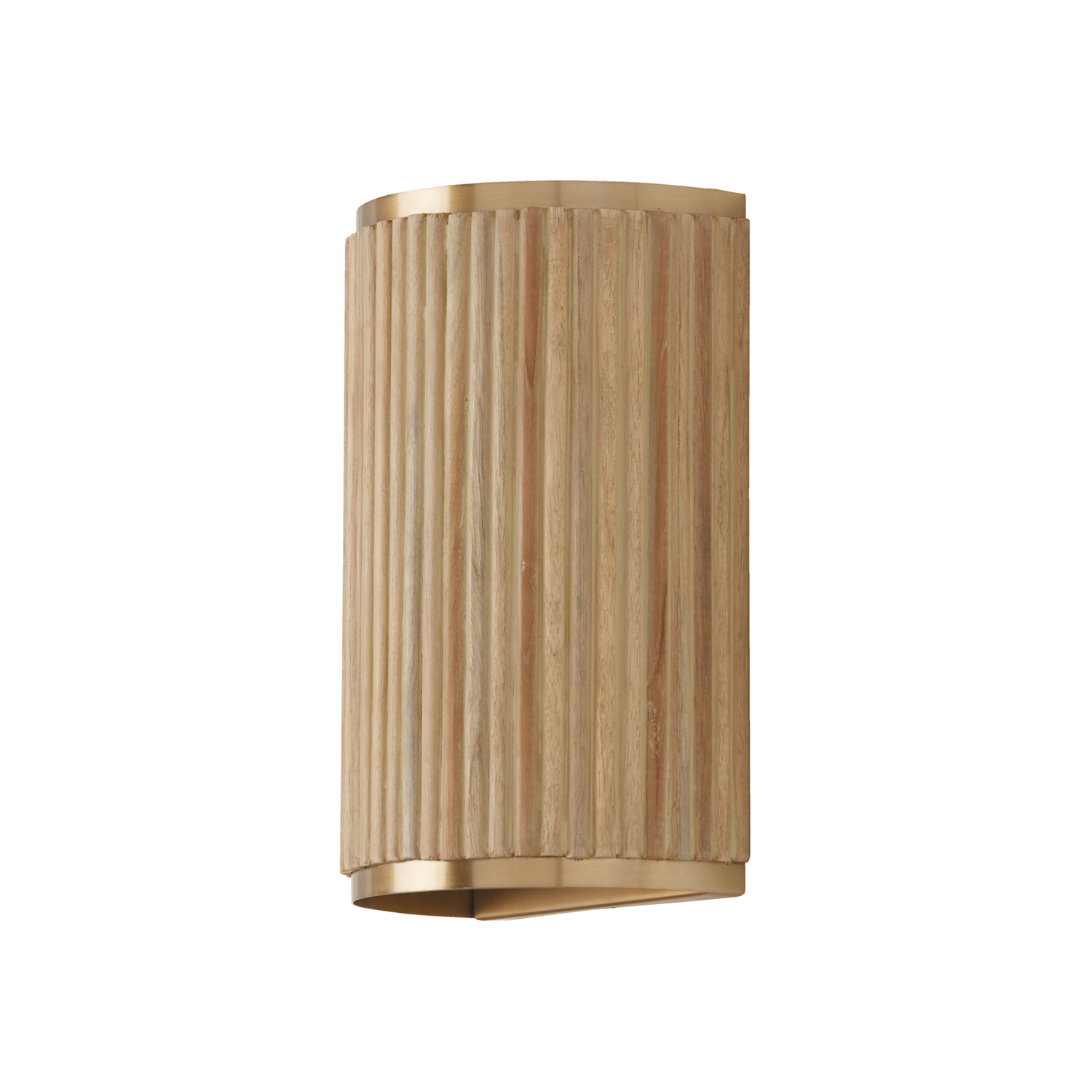 7.50"W x 12"H 2-Light Sconce in Matte Brass and Handcrafted Mango Wood in White Wash
