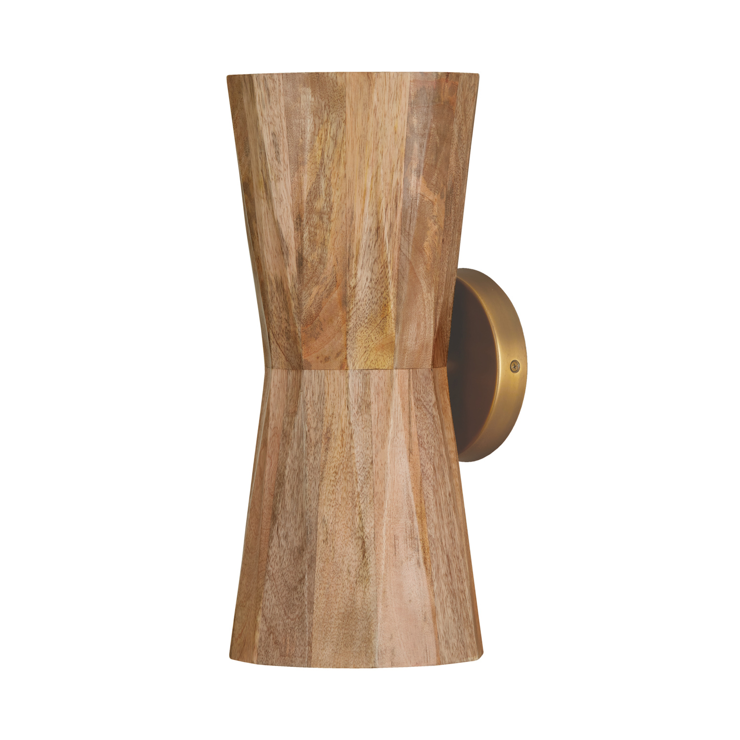 6.50"W x 15"H 2-Light Sconce in Hand-distressed Patinaed Brass and Handcrafted Mango Wood