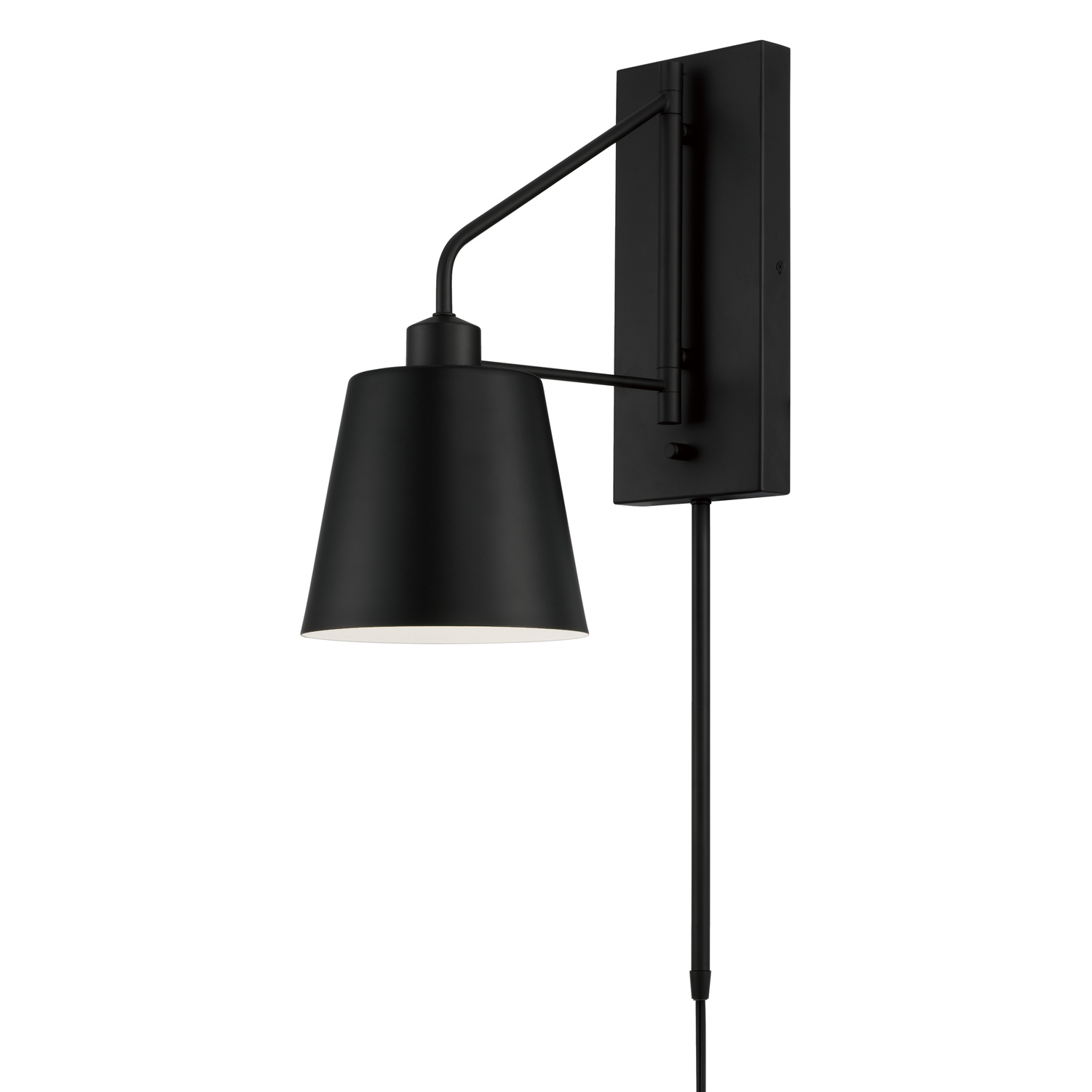6.75"W x 24.50"H 1-Light Modern Metal Sconce in Matte Black with White Interior