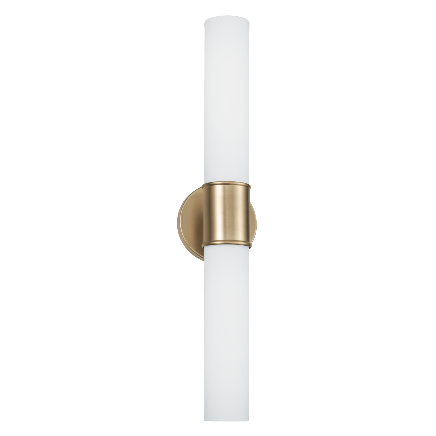 25.25"W x 5"H 2-Light Dual Sconce in Matte Brass with Soft White Glass