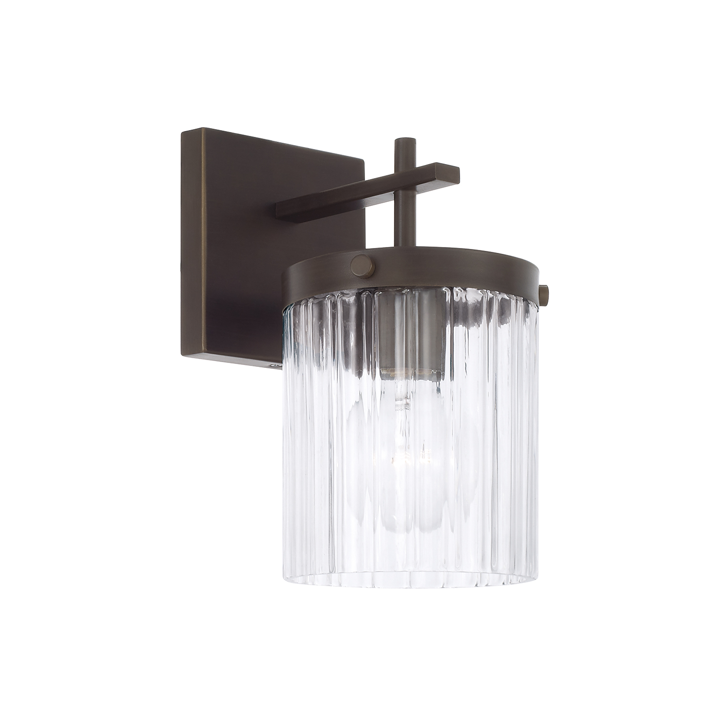 5.5" W x 10.75" H 1-Light Sconce in Oil Rubbed Bronze with Clear Beveled Fluted Glass
