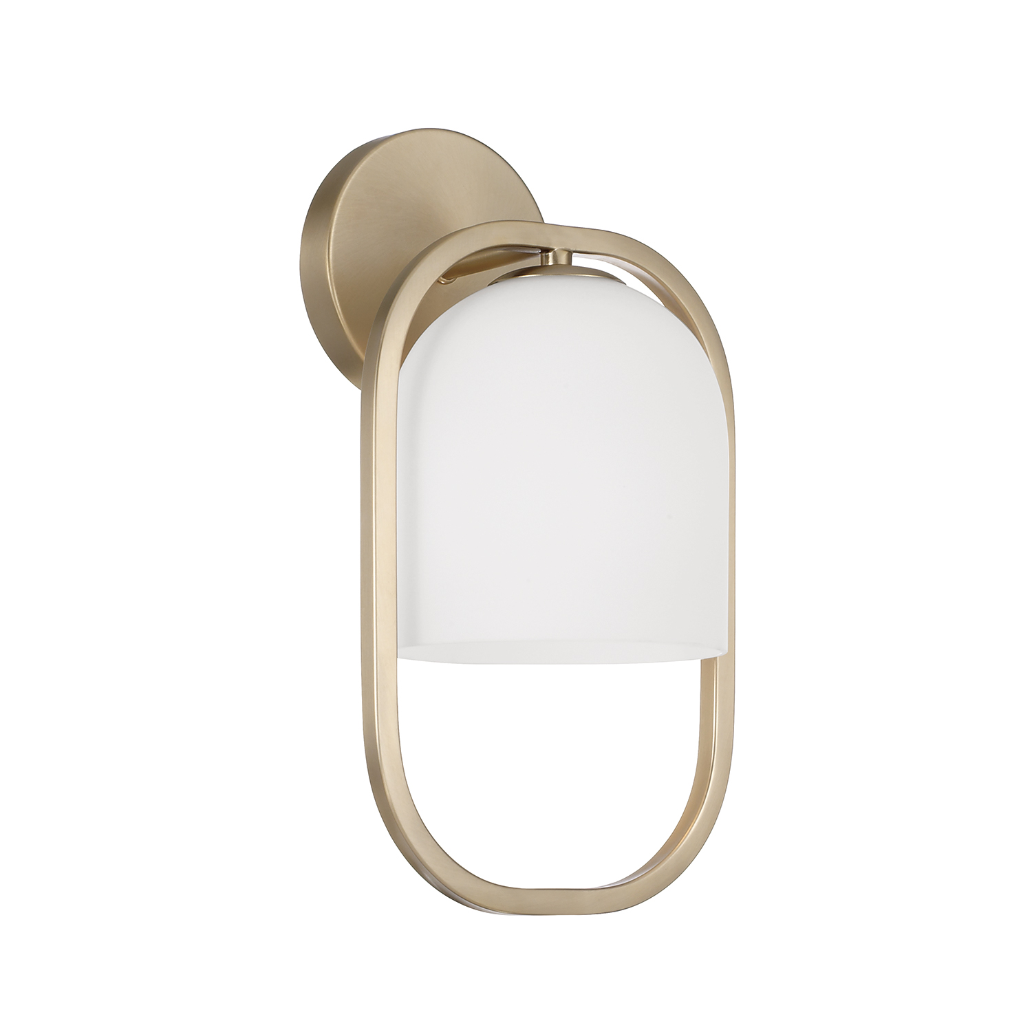 7.5" W X 14" H 1-Light Capsule Sconce in Matte Brass with Soft White Glass