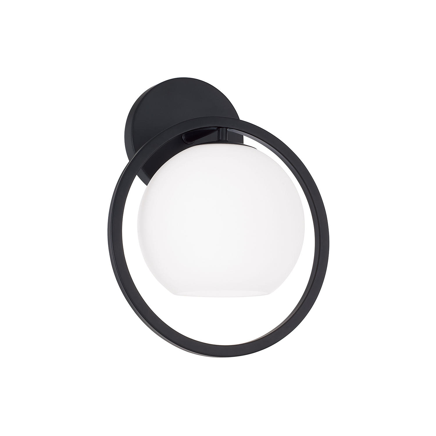 9.5" W X 12" H 1-Light Circle Sconce in Matte Black with Soft White Glass