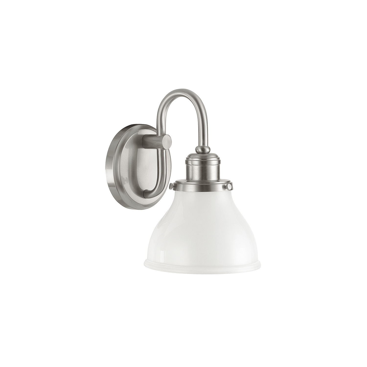 6.5" W x 10" H x 8" E 1-Light Milk Glass Sconce in Brushed Nickel