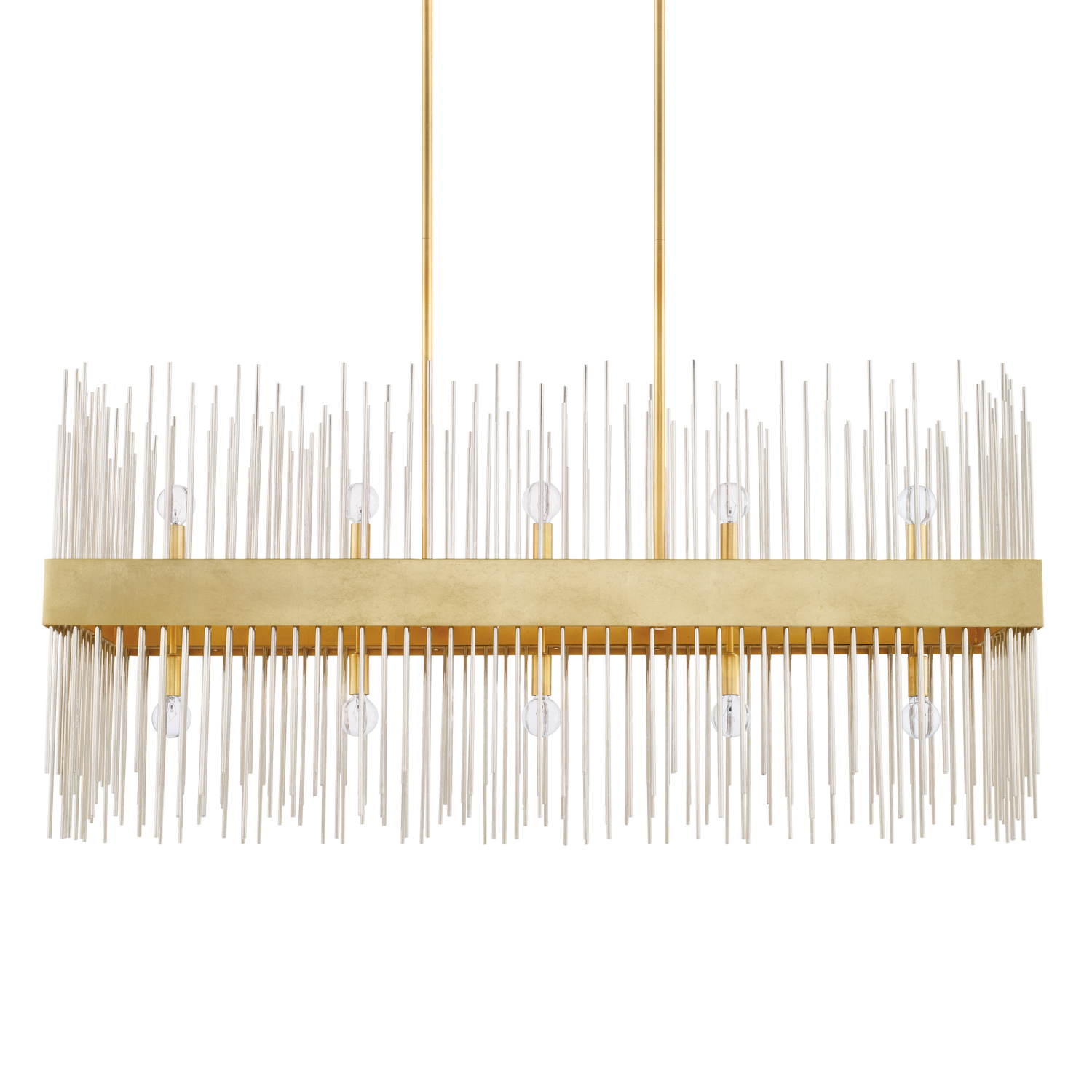 46" W x 22" H x 12" E 10-Light Modern Linear Linear in Gold Leaf and Polished Nickel