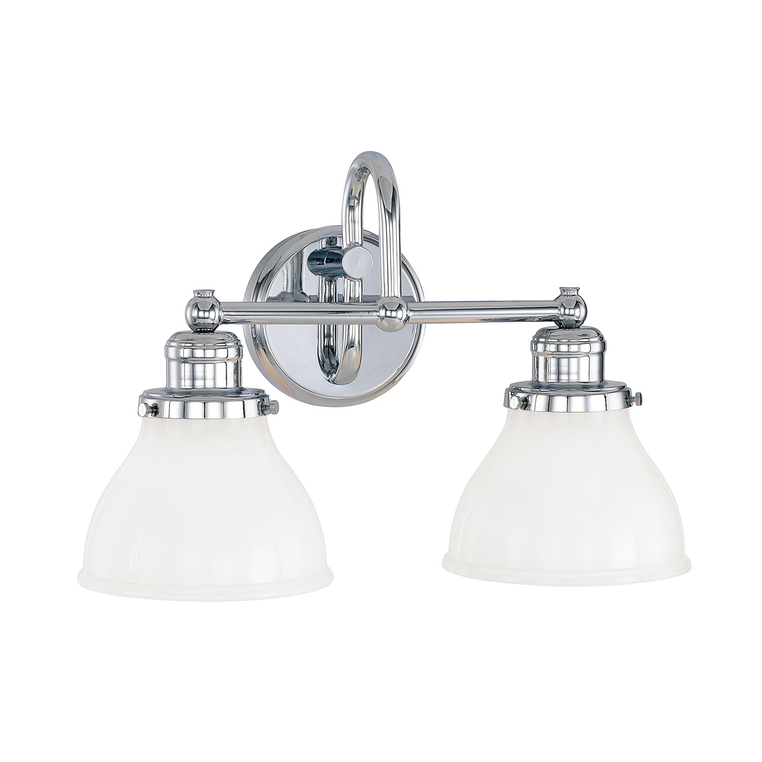 16" W x 11" H x 8" E 2-Light Milk Glass Vanity in Chrome