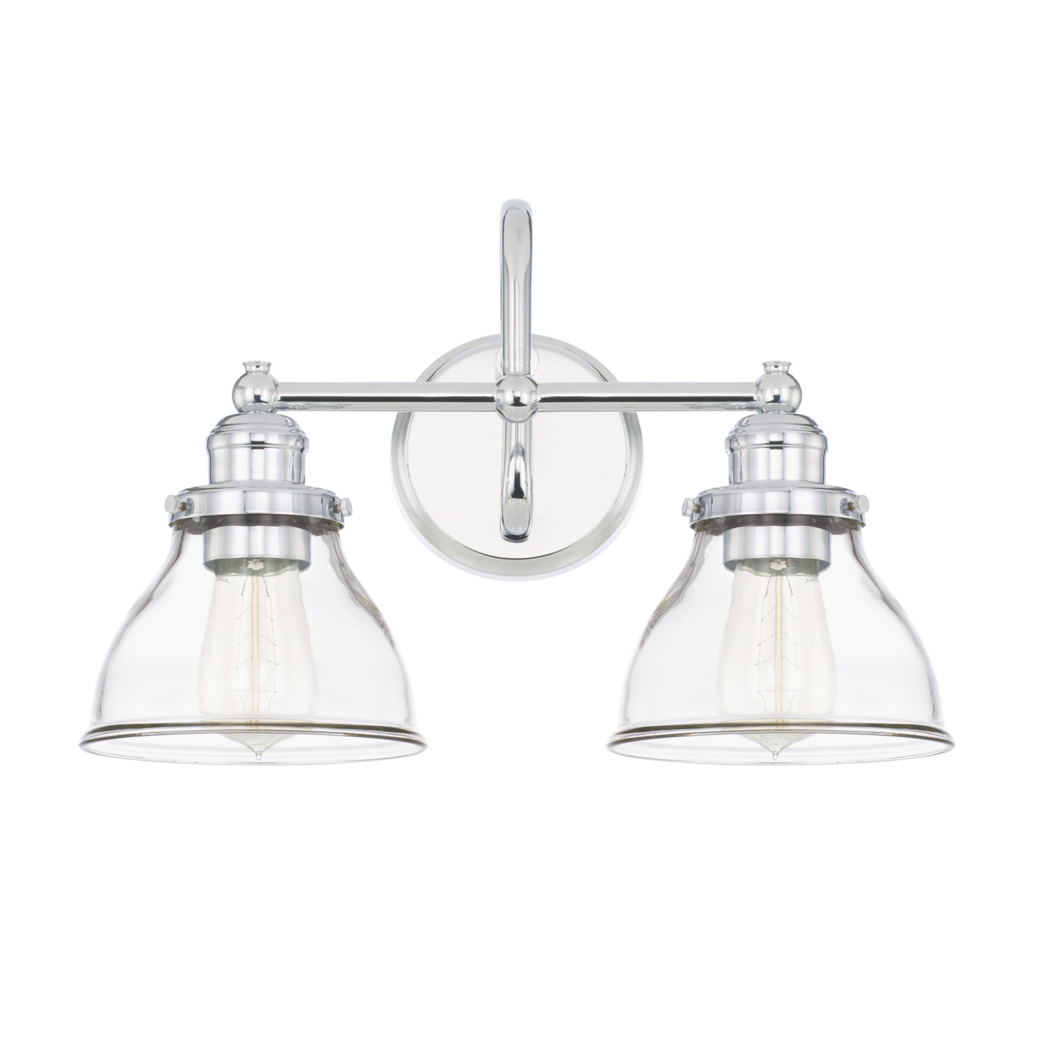 16" W x 11" H x 8" E 2-Light Clear Glass Vanity in Chrome