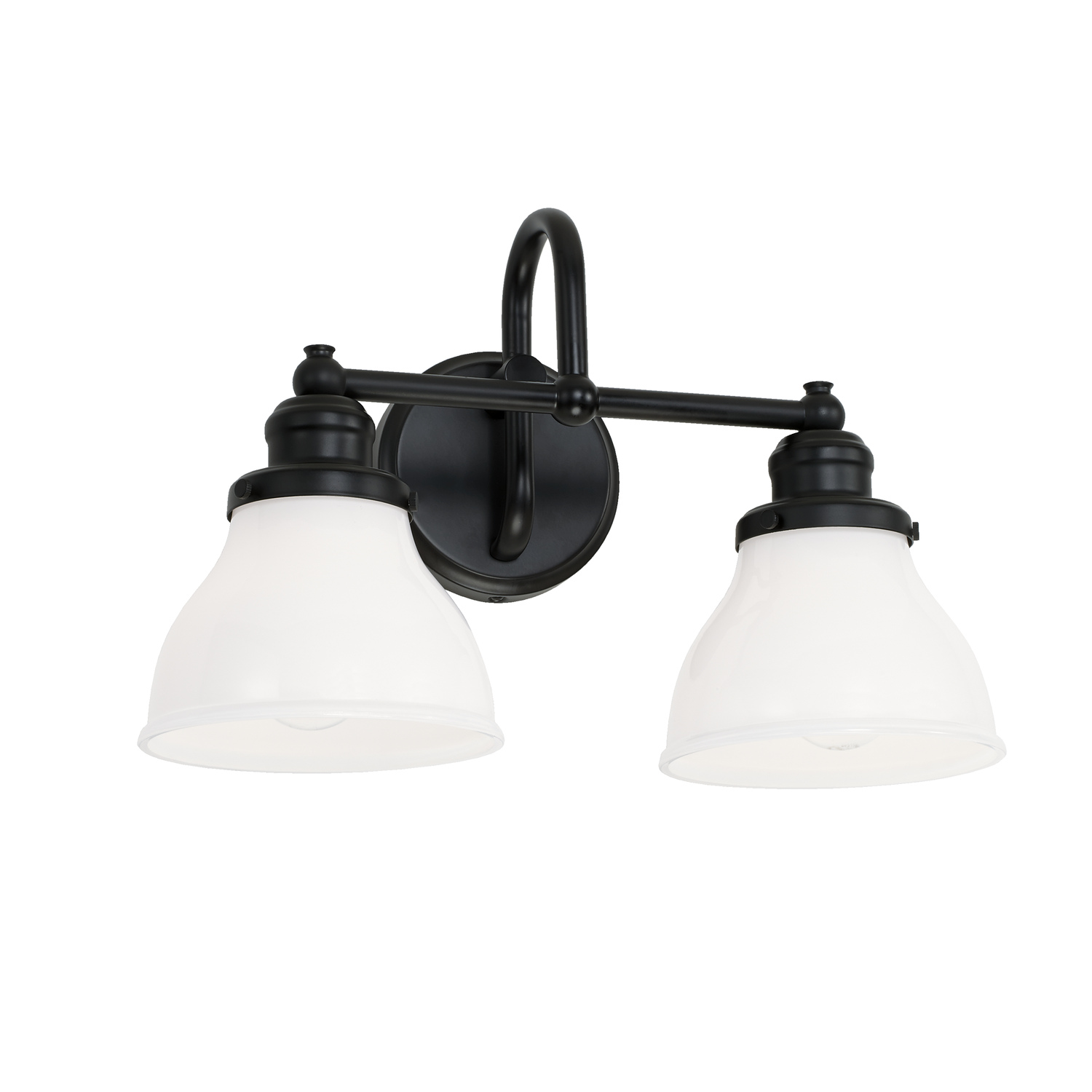 16" W x 11" H x 8" E 2-Light Milk Glass Vanity in Matte Black