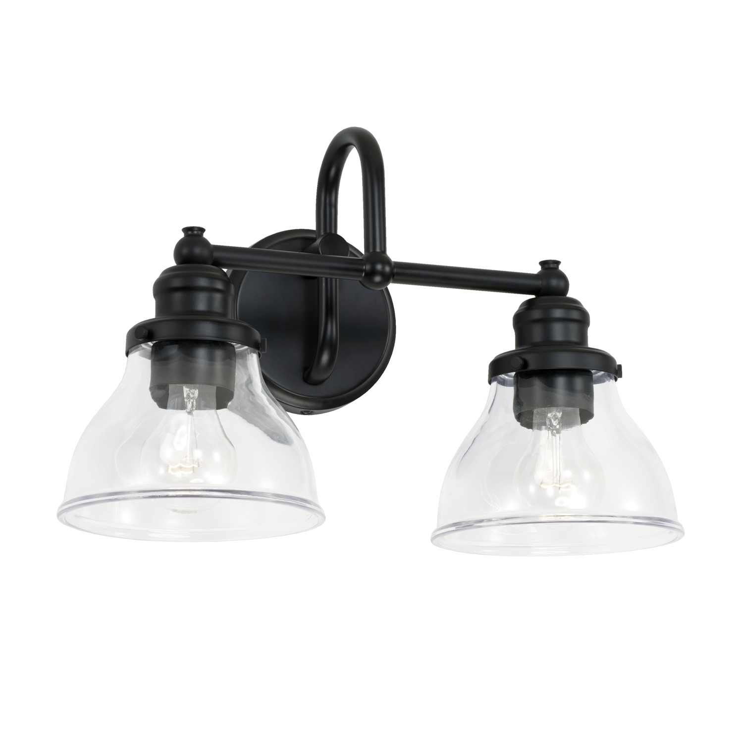 16" W x 11" H x 8" E 2-Light Clear Glass Vanity in Matte Black