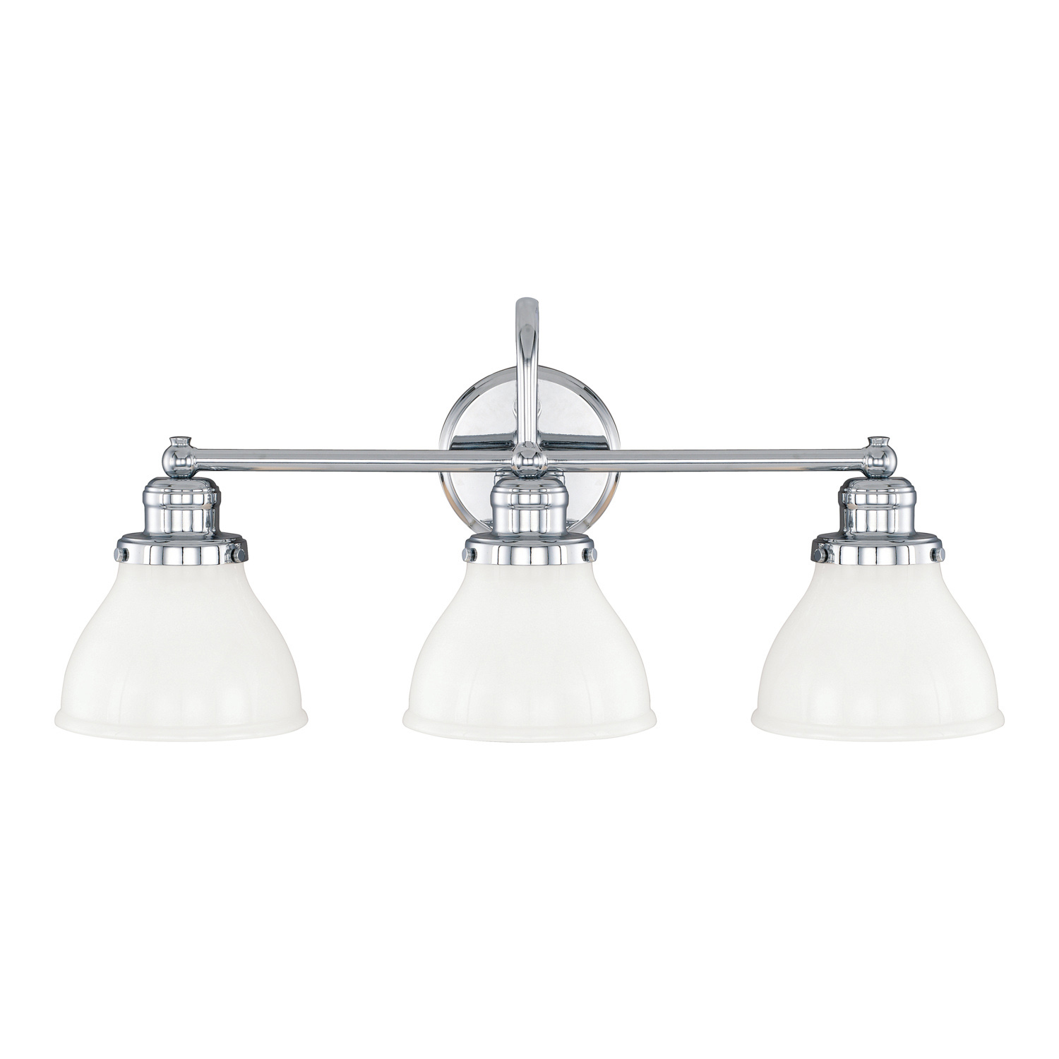24" W x 11" H x 8" E 3-Light Milk Glass Vanity in Chrome