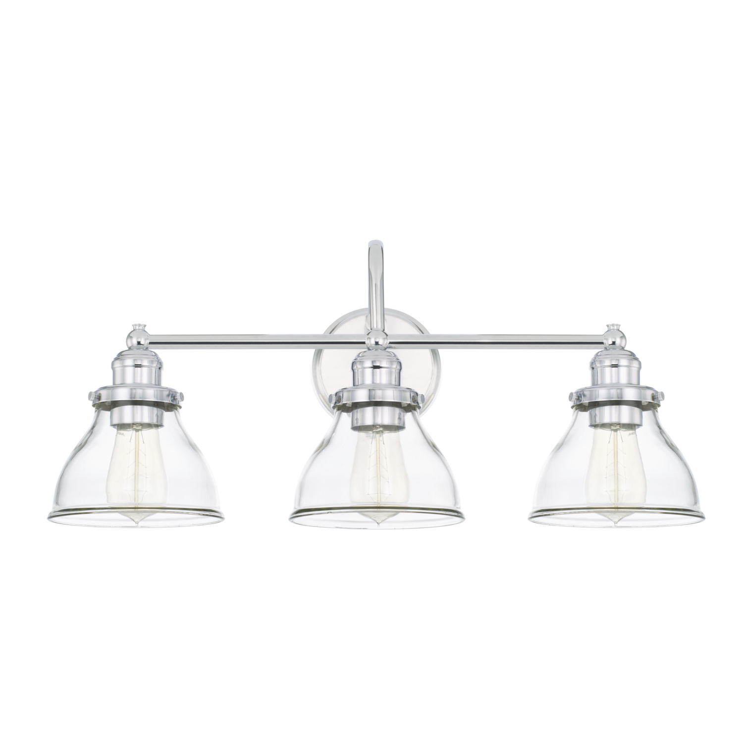 24" W x 11" H x 8" E 3-Light Clear Glass Vanity in Chrome