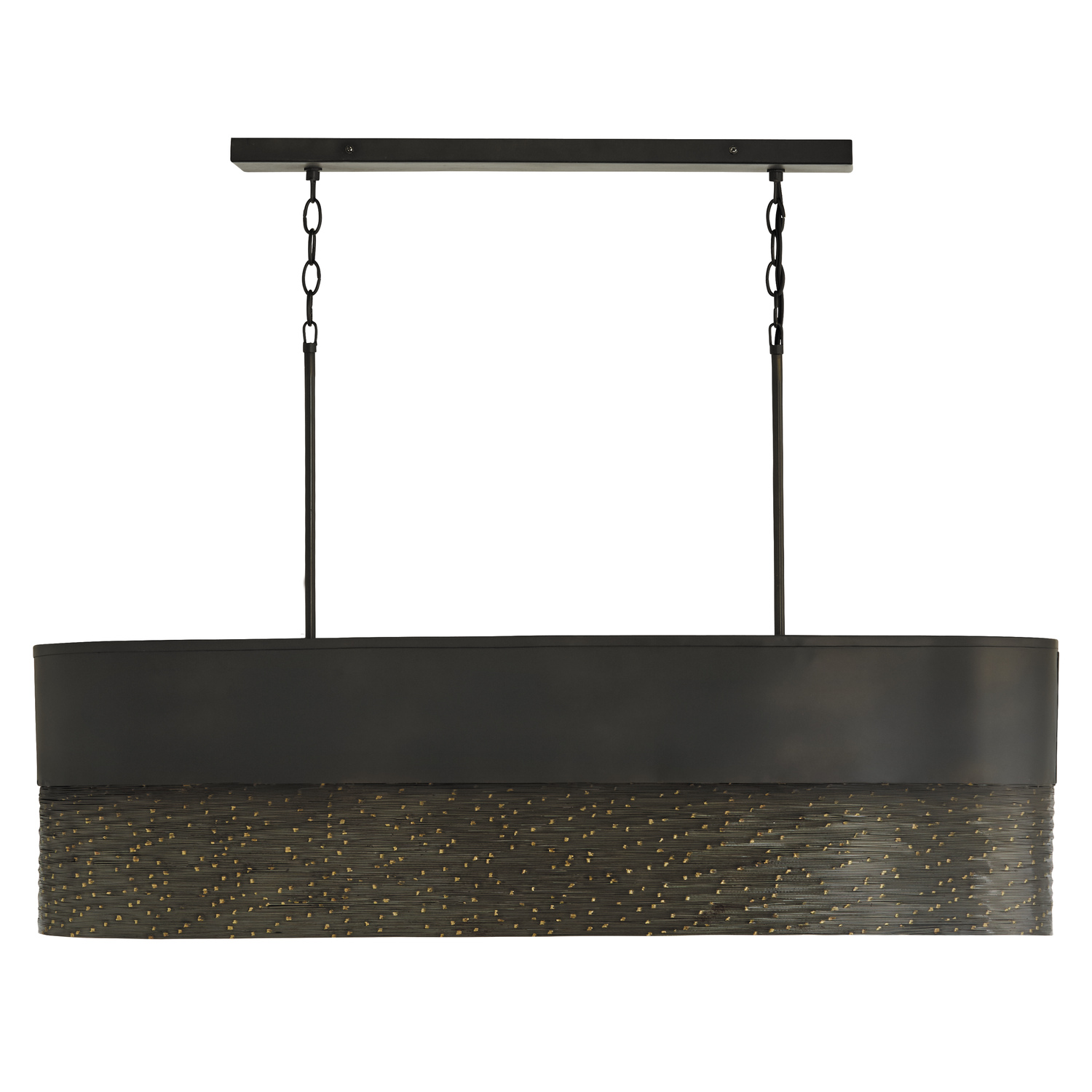 43" W x 12" H x 13" E 5-Light Linear Oval Linear in Grey Iron with Intricately Hand-Wound Steel Wire and Brass Speckling