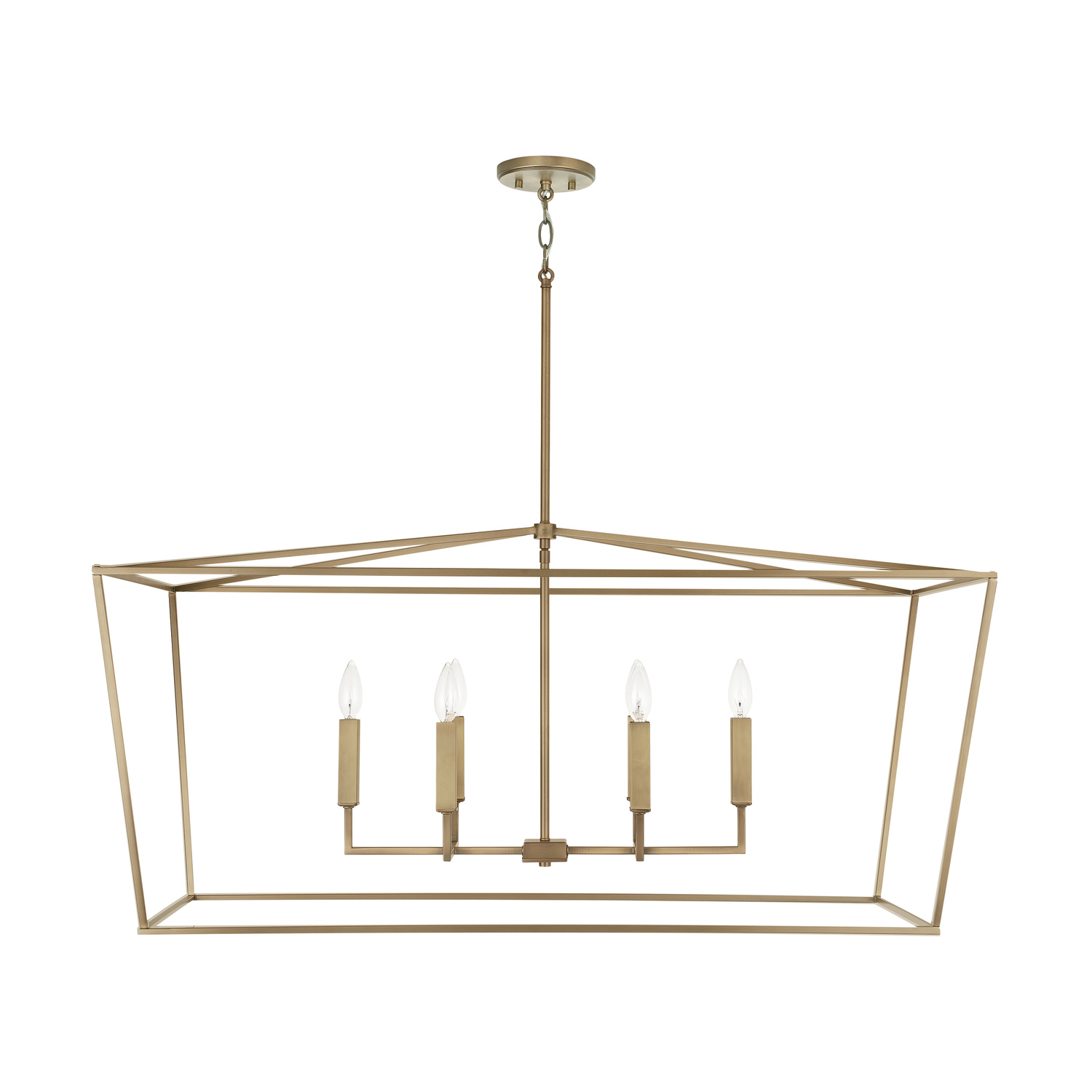 42" W x 20.5" H x 20" E 6-Light Lantern Linear in Aged Brass