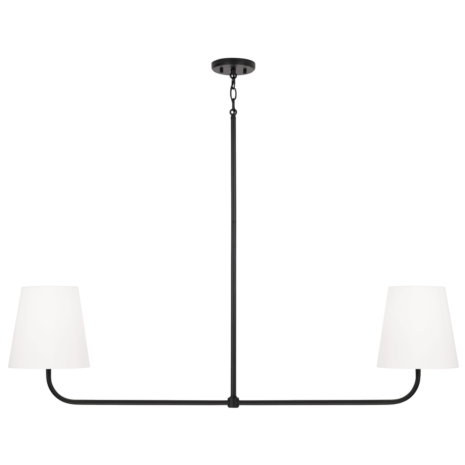 50"W x 21.25"H 2-Light Linear in Matte Black with White Fabric Stay-Straight Shade