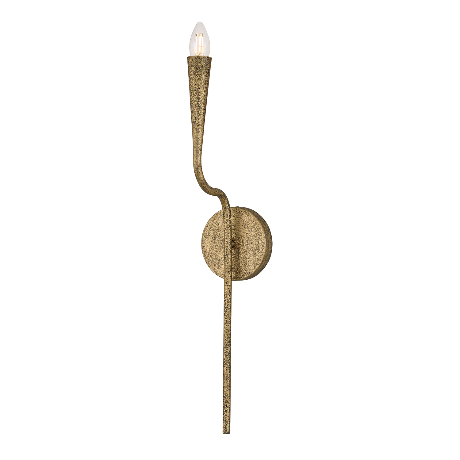 5" W x 25" H 1-Light Wallchiere Sconce in Hand-painted Textured Artisan Gold with Smooth Tapered Candlesleeve Design