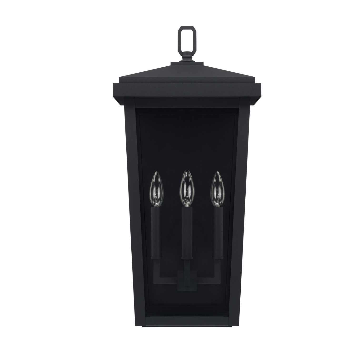 11.5"W x 24"H 3-Light Clear Glass Outdoor Wall Lantern in Black