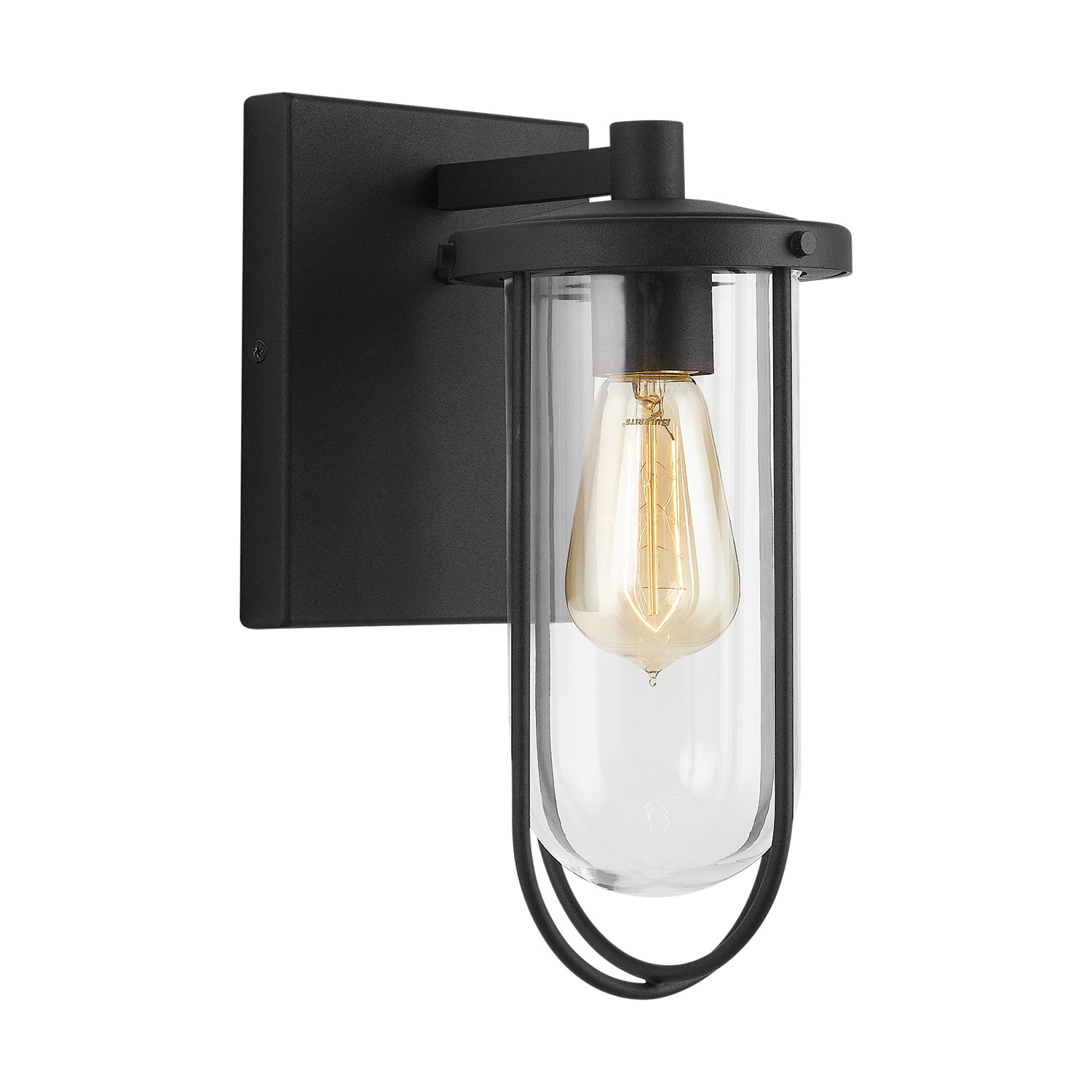 6"W x 12"H 1-Light Outdoor Wall Mount in Black with Clear Glass Shade