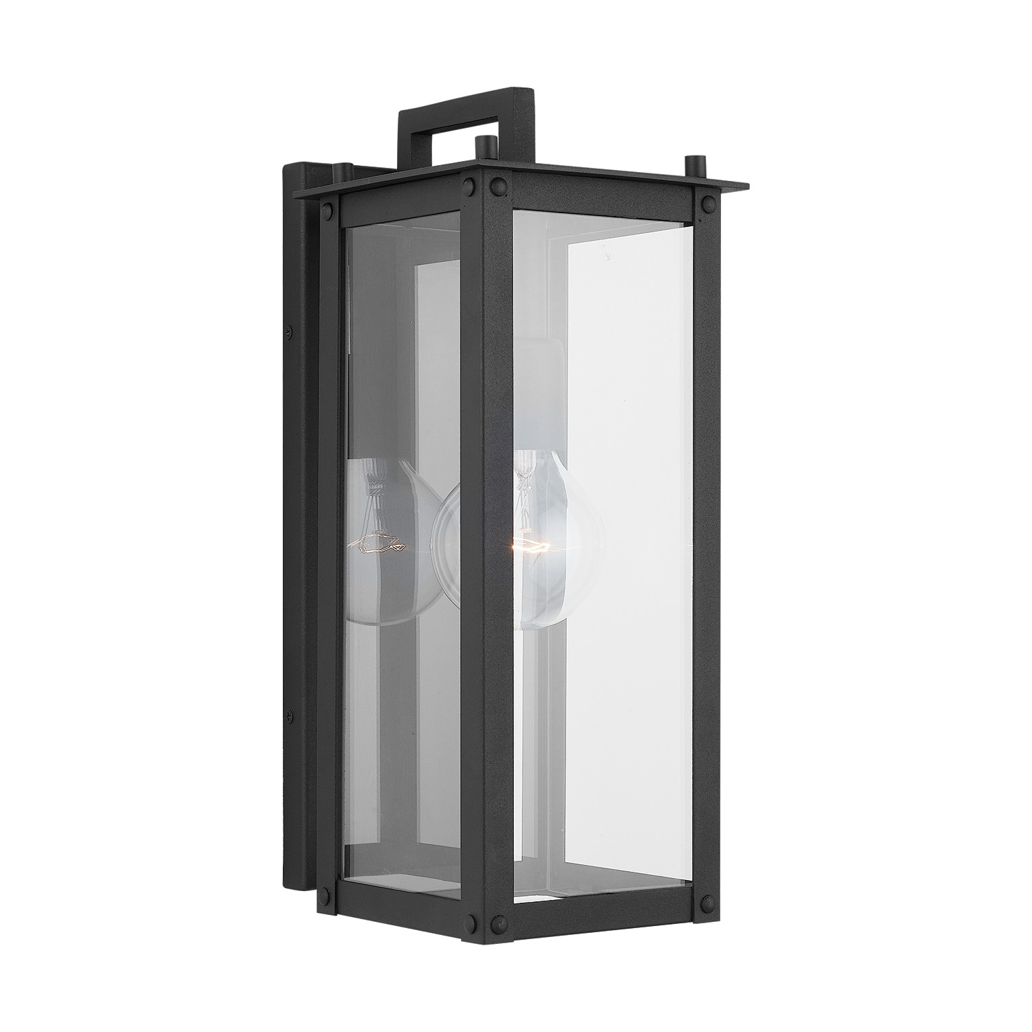 6"W x 15"H Outdoor 1-Light Clear Glass Wall Lantern in Black