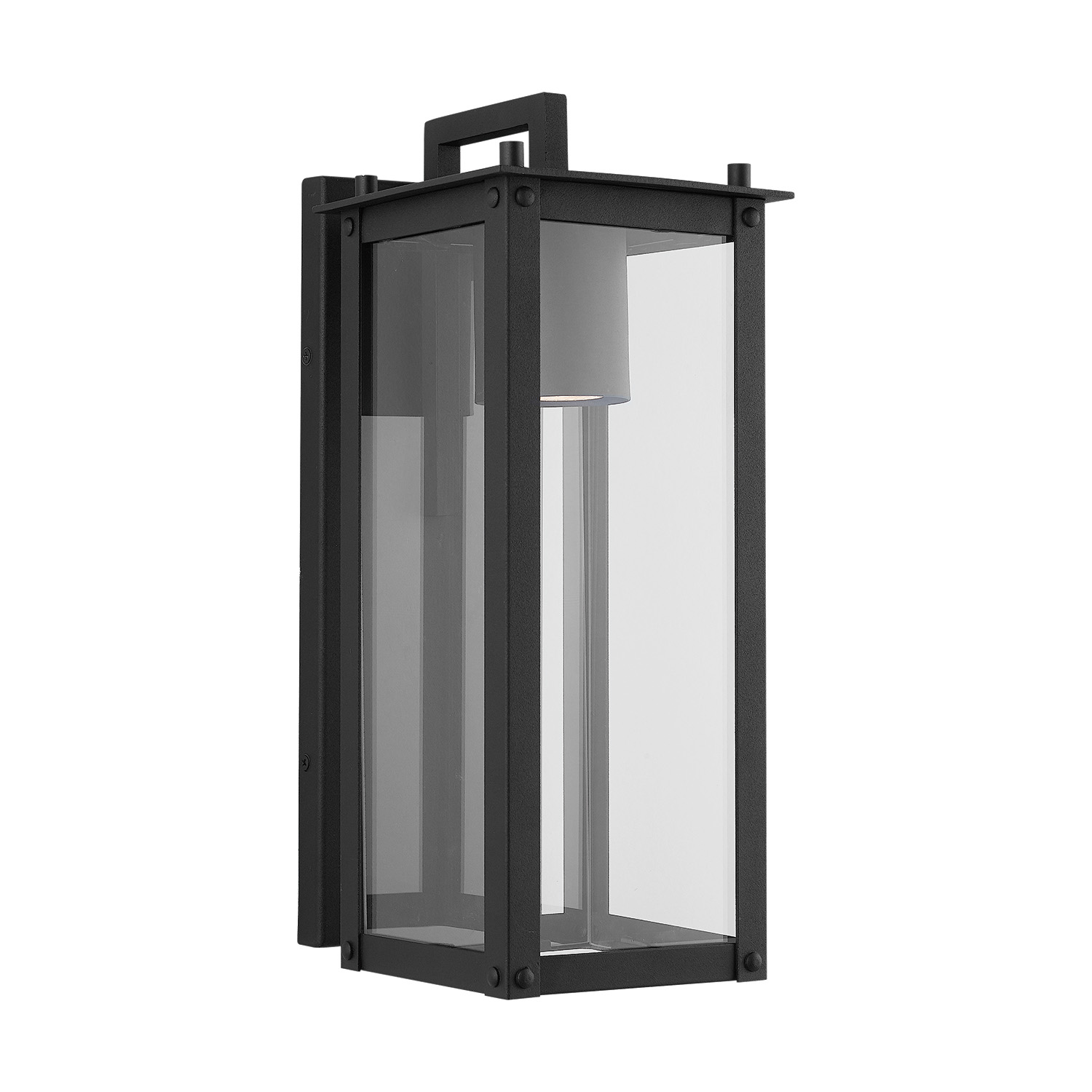 6"W x 15"H Outdoor 1-Light Clear Glass Dark Sky Wall Lantern in Black