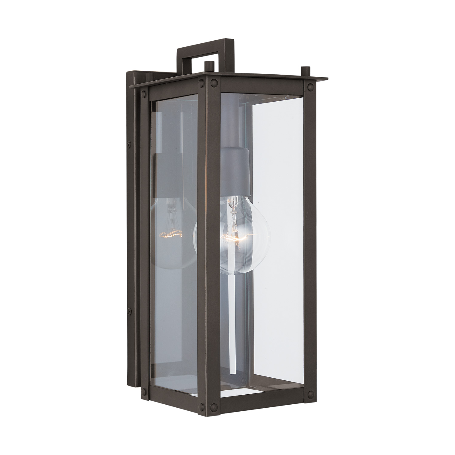6"W x 15"H Outdoor 1-Light Clear Glass Wall Lantern in Oiled Bronze