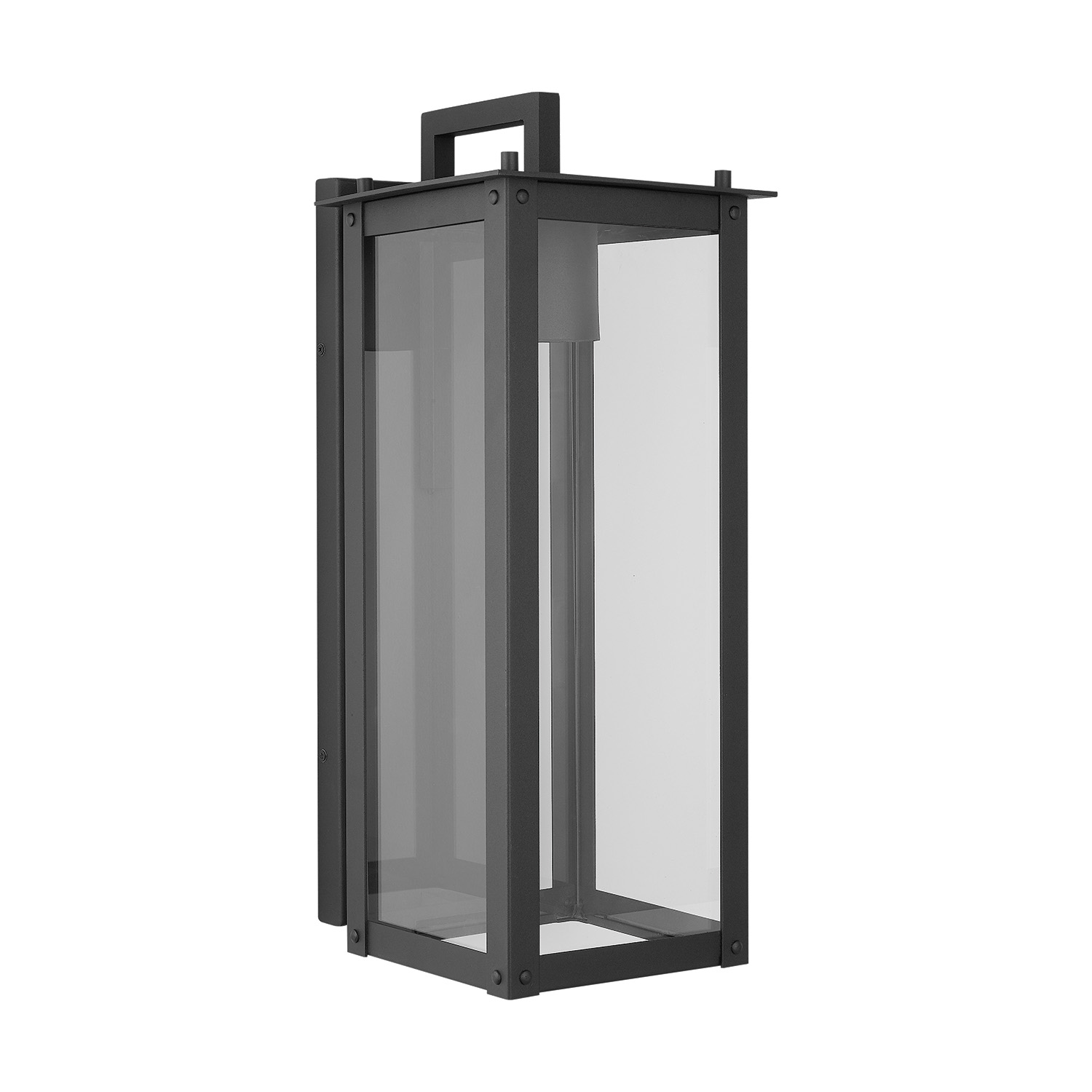 8"W x 21"H Minimal Light Pollution Outdoor Wall Lantern in Black with Clear Glass