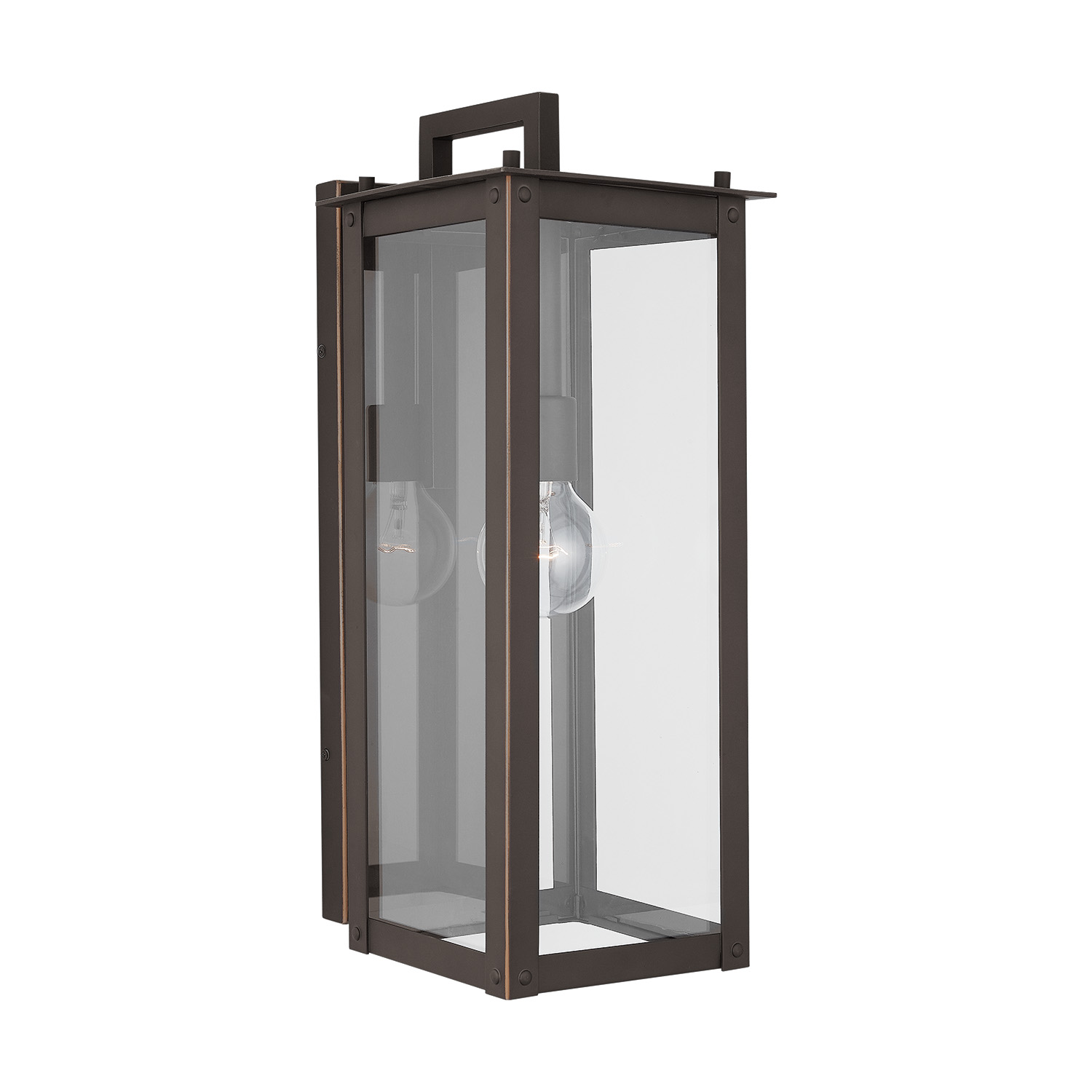 8"W x 21"H Outdoor 1-Light Clear Glass Wall Lantern in Oiled Bronze