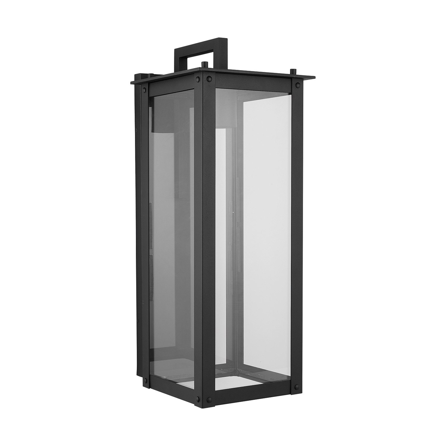 11"W x 29"H Minimal Light Pollution Outdoor Wall Lantern in Black with Clear Glass