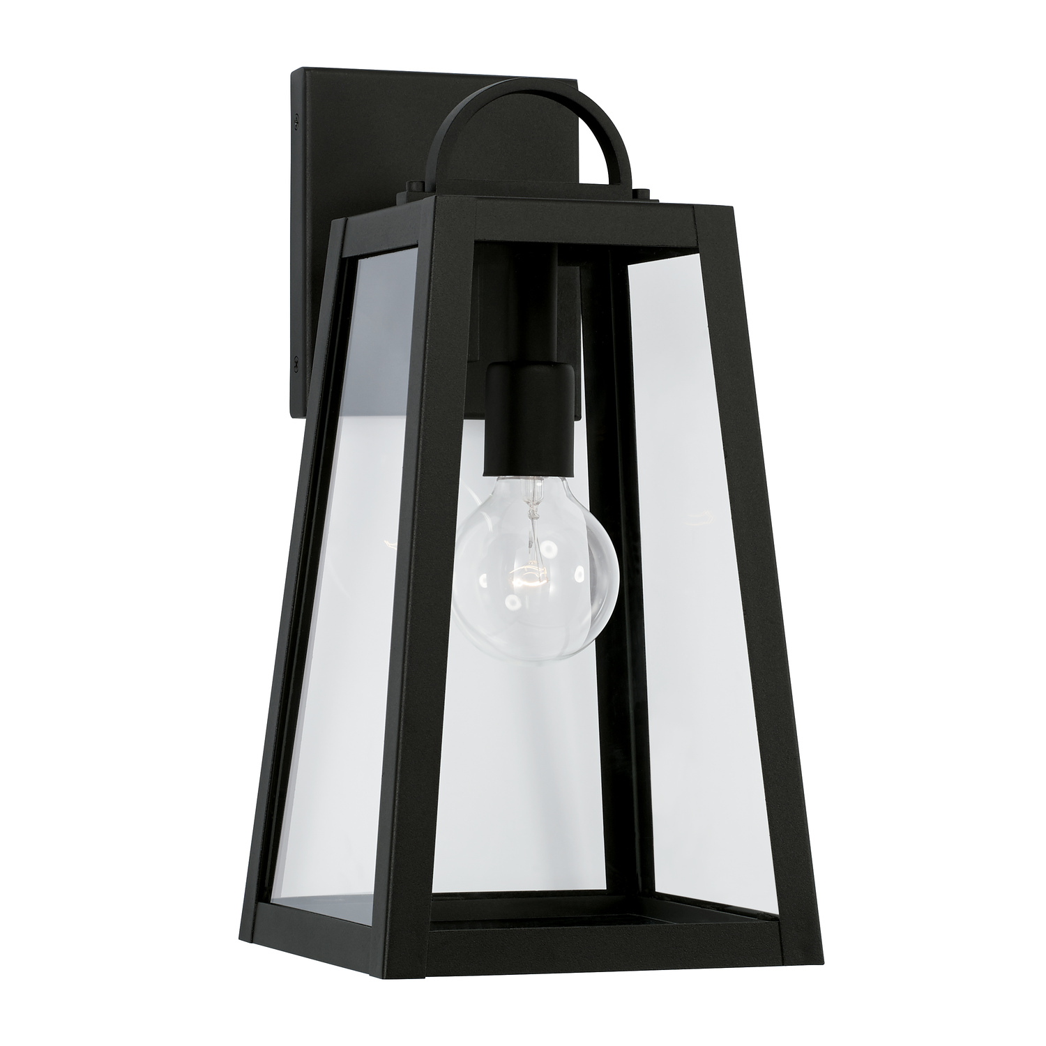 8"W x 16"H 1-Light Outdoor Wall Lantern in Black with Clear Glass