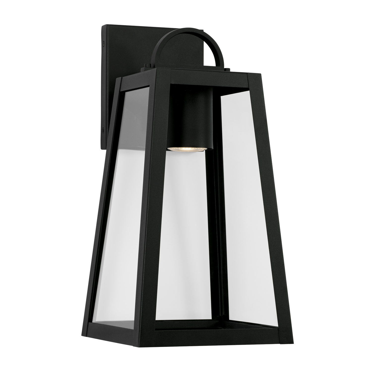 8"W x 16"H Minimal Light Pollution Outdoor Wall Lantern in Black with Clear Glass